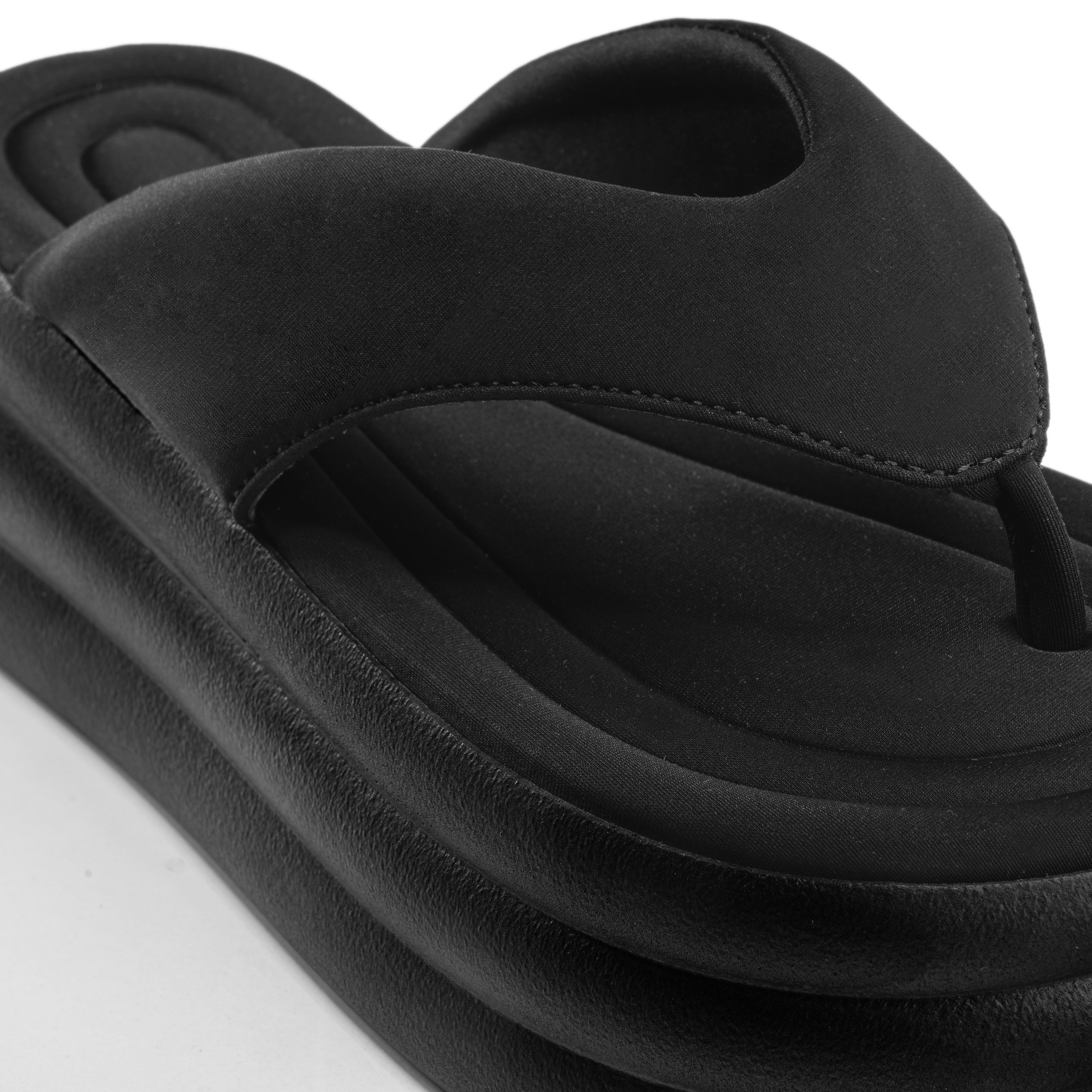 Stacked Foam Cushioned Sandals - Black