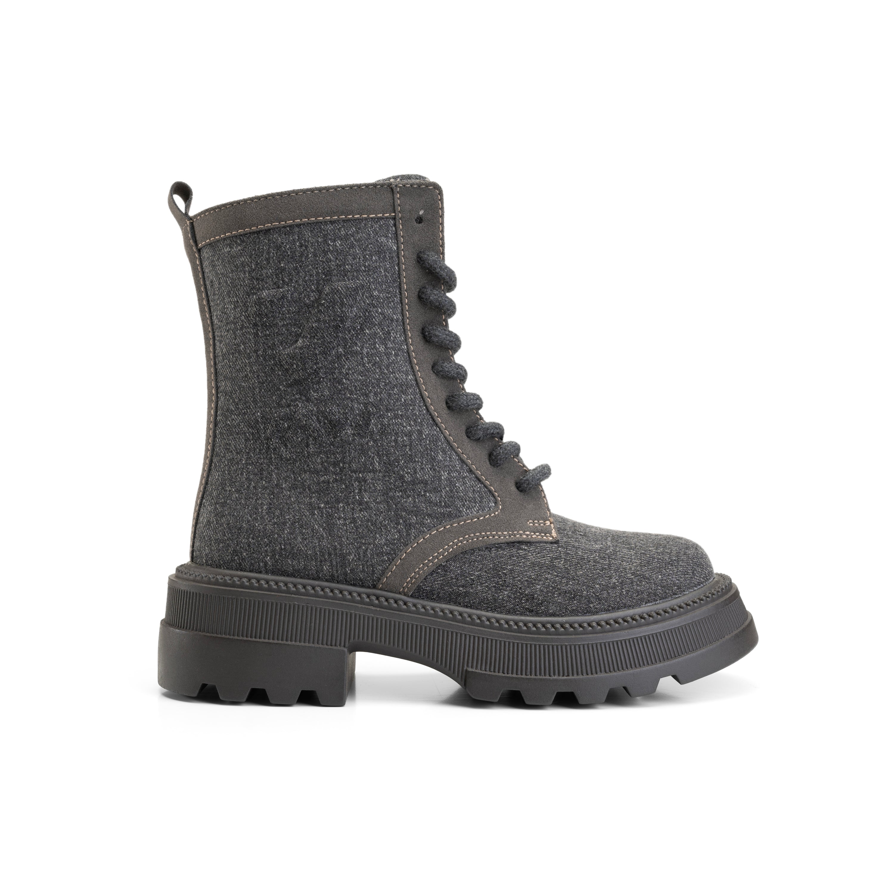 VAYA Edition Denim Like Lace Up Boots - Black