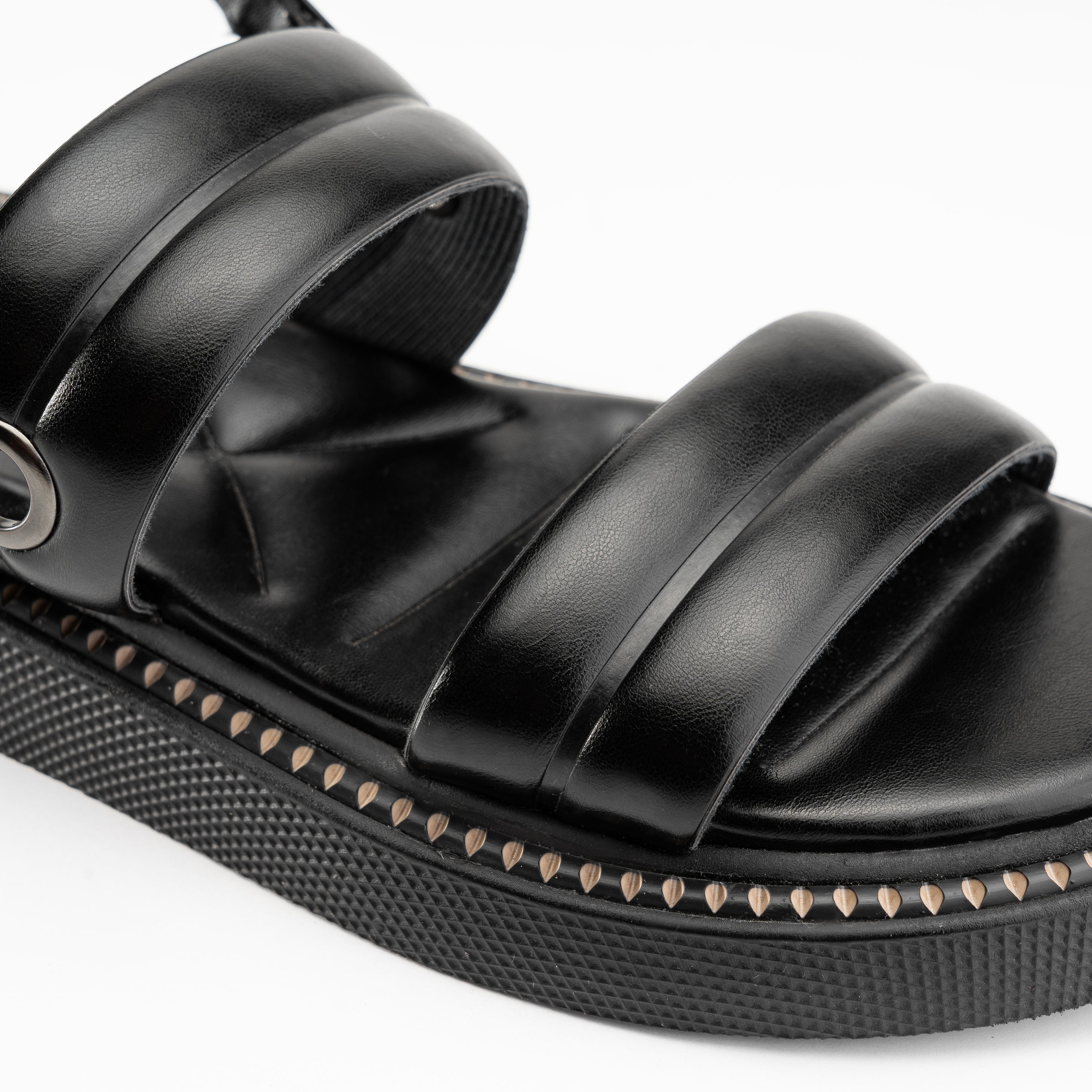 Double Strap Ripple Sandals - Black