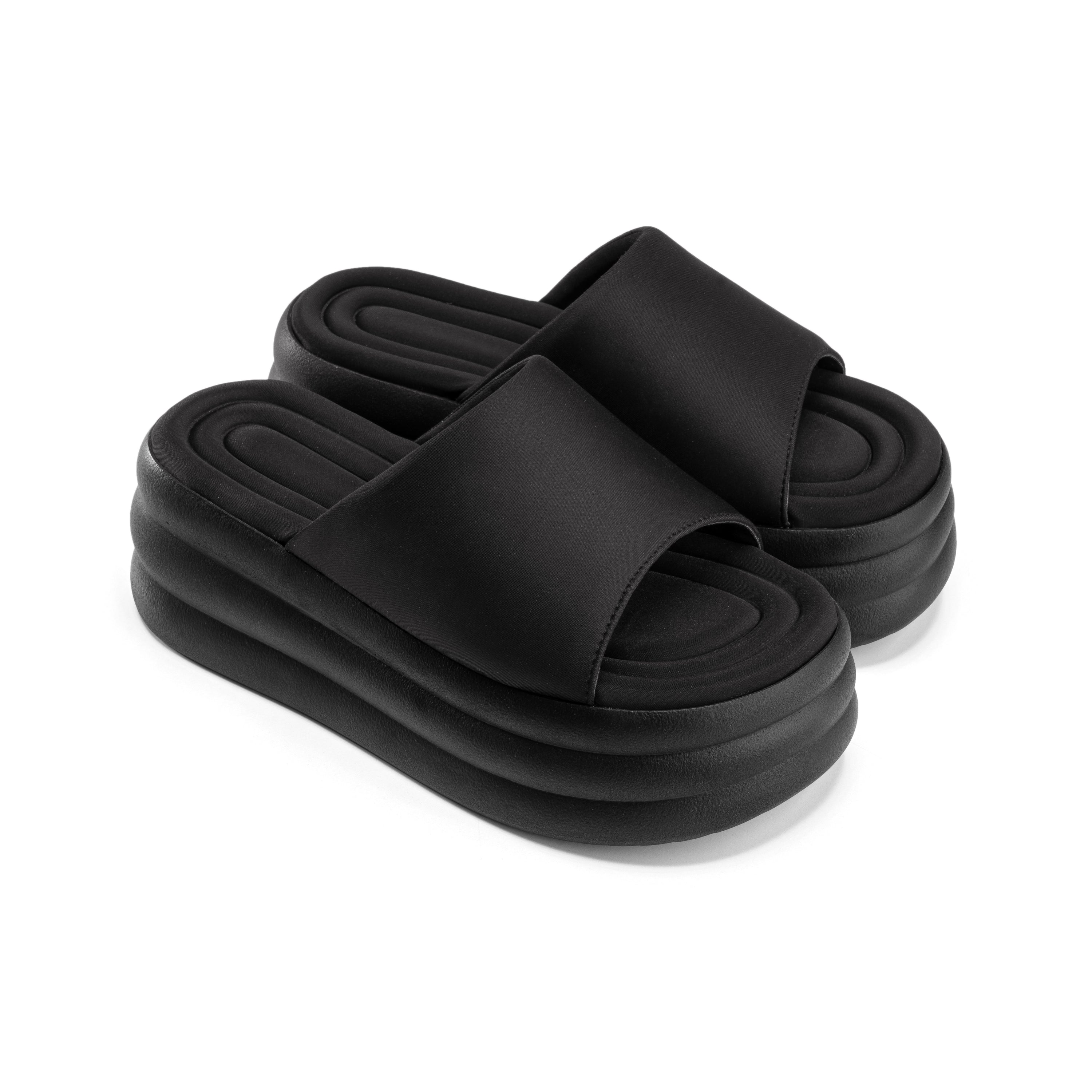 Elevated Cushioned Foam Sandals - Black