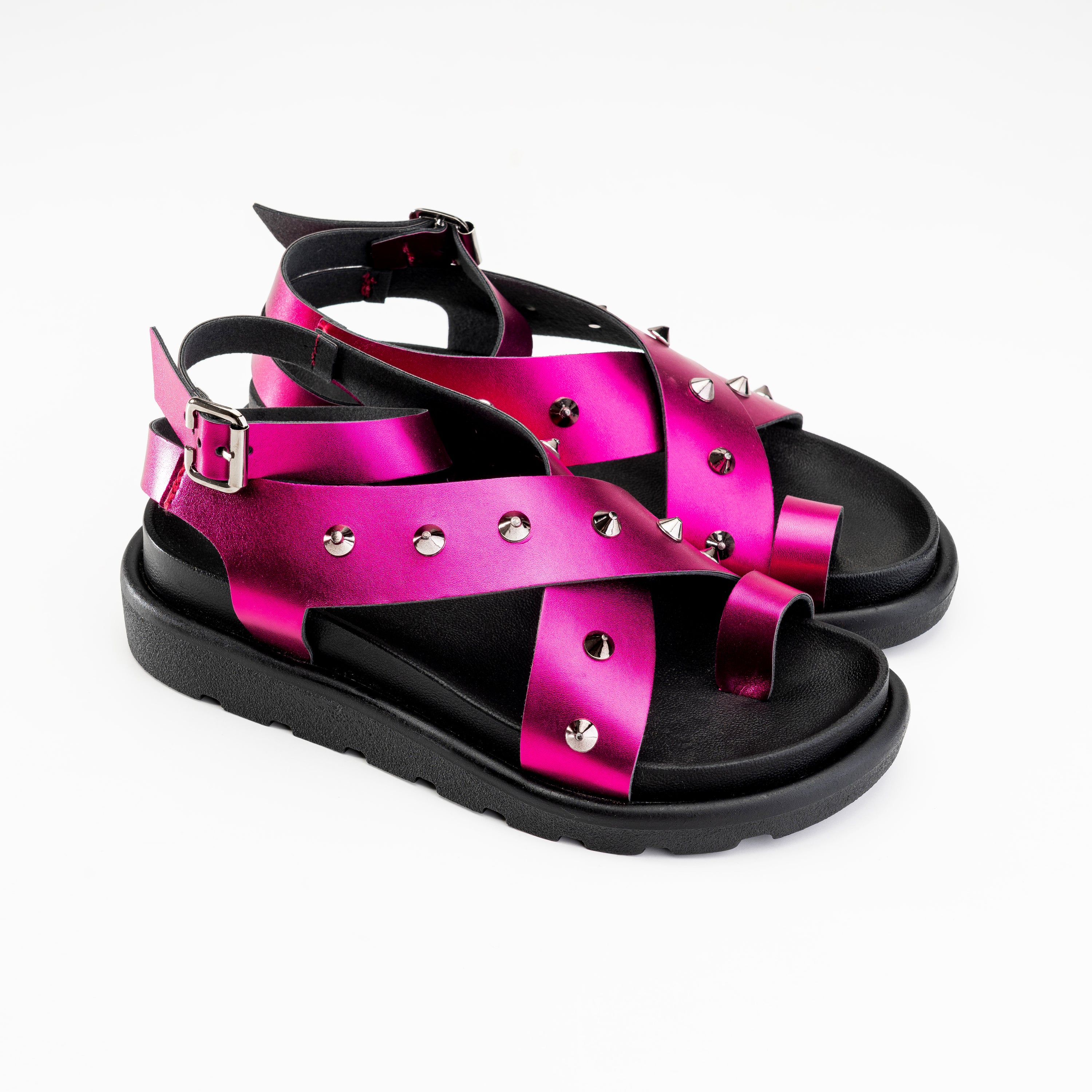 Criss Cross Comfy Sandals - Fushia