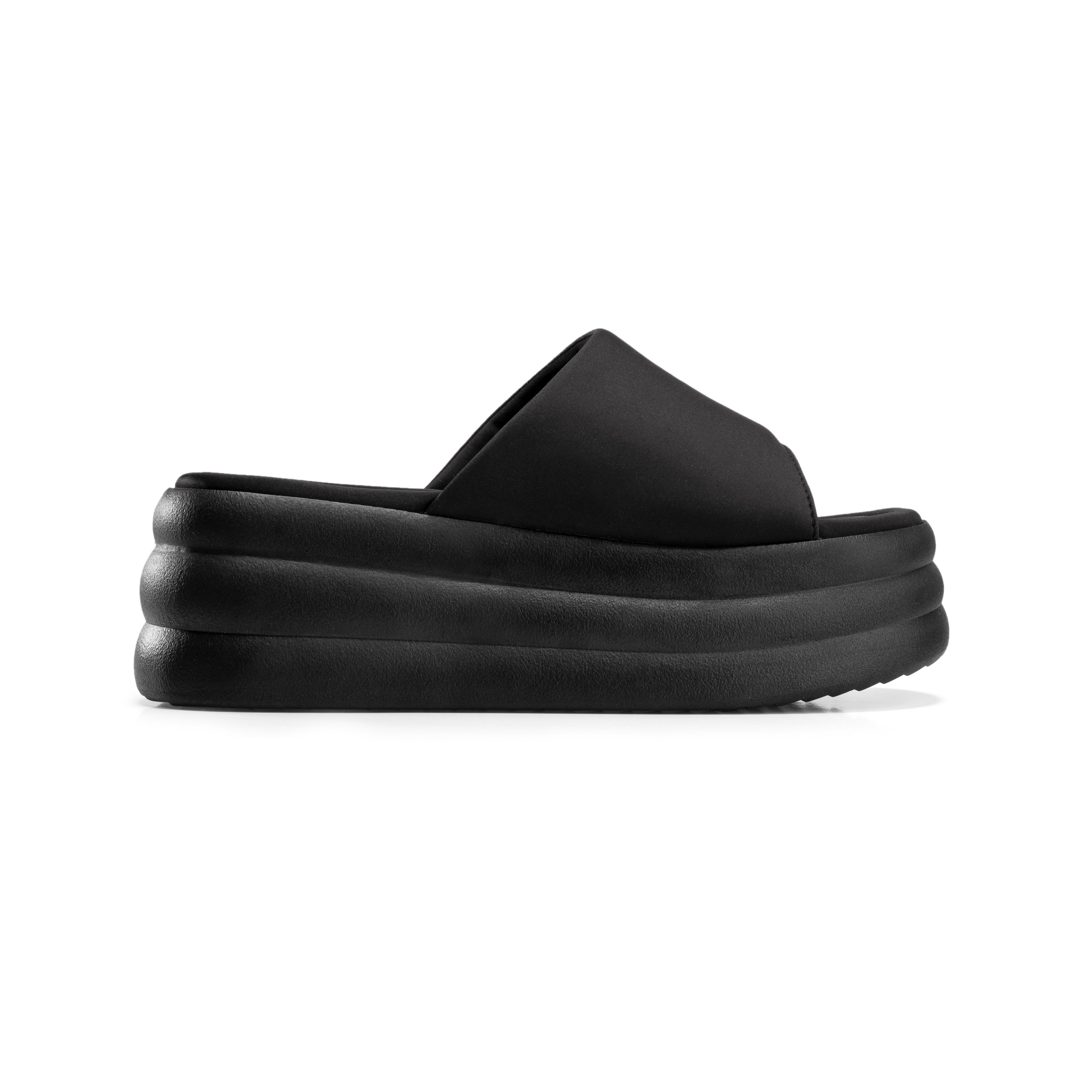 Elevated Cushioned Foam Sandals - Black