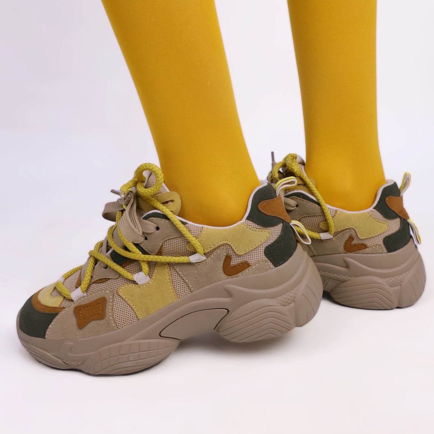 Mosaic Charm Sneaker - Yellow & Beige Harmony