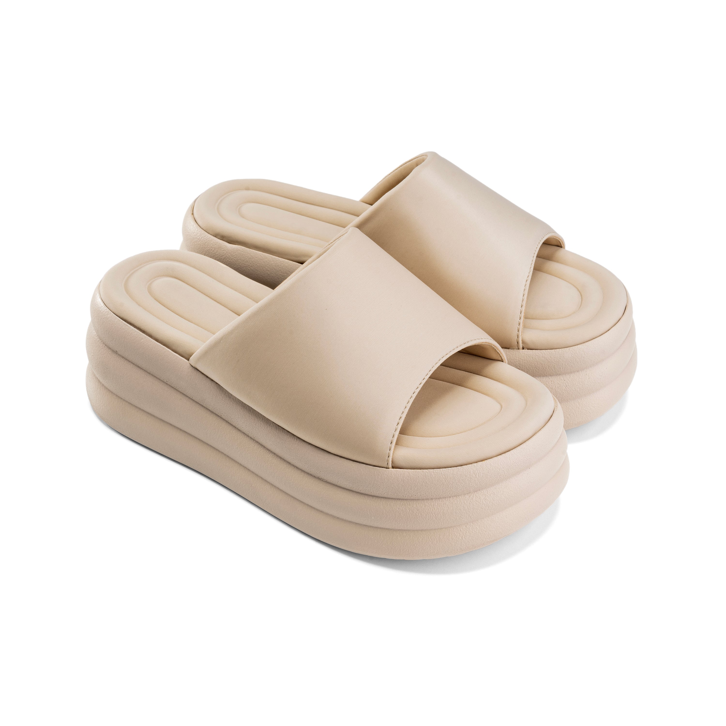 Elevated Cushioned Foam Sandals - Beige