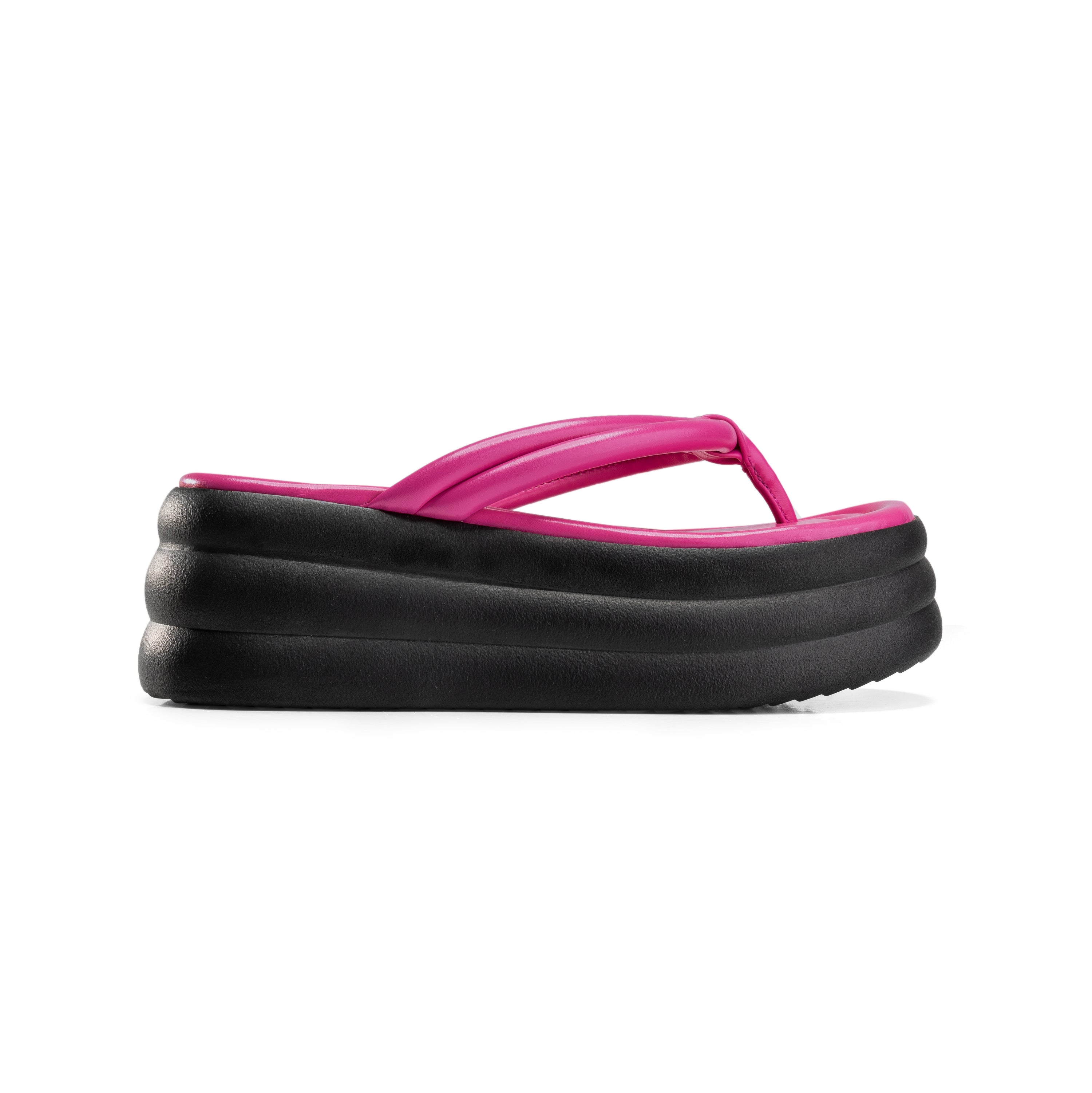 Multi-Layer Padded Thong Sandals - Fushia