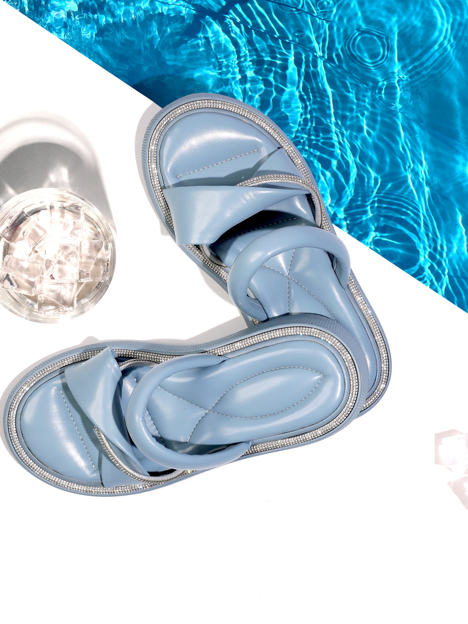 Folded Comfy Slippers - Baby Blue