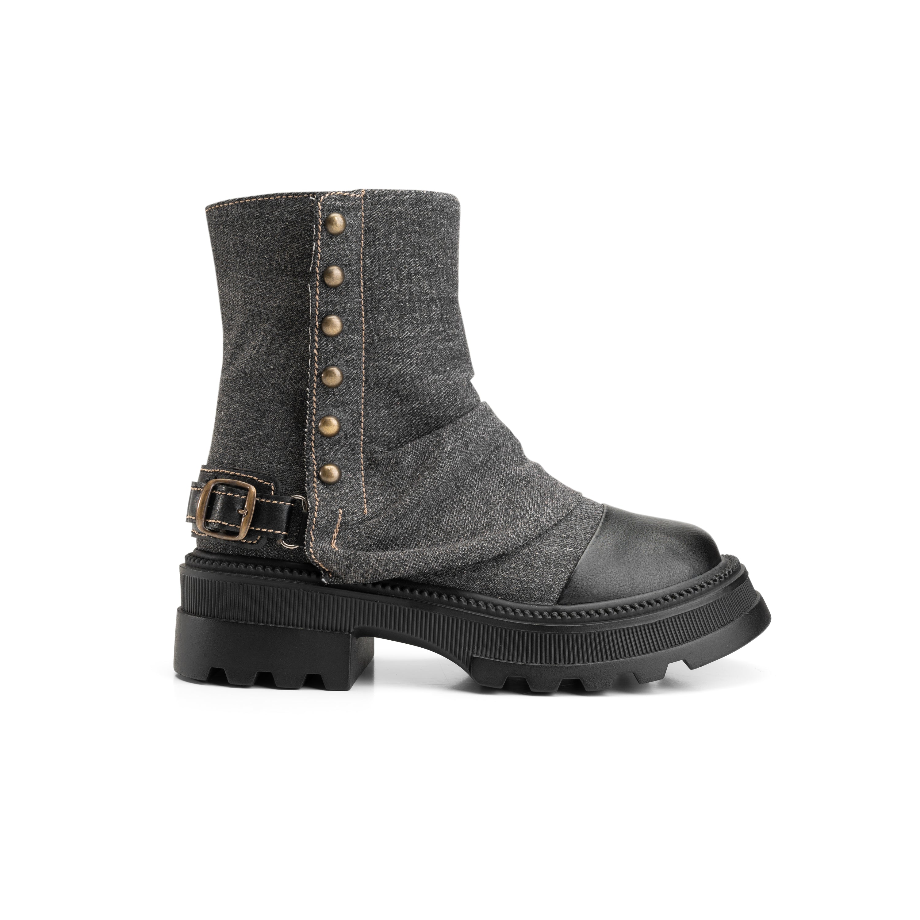 Fold Over Cuff Half Boots - Black