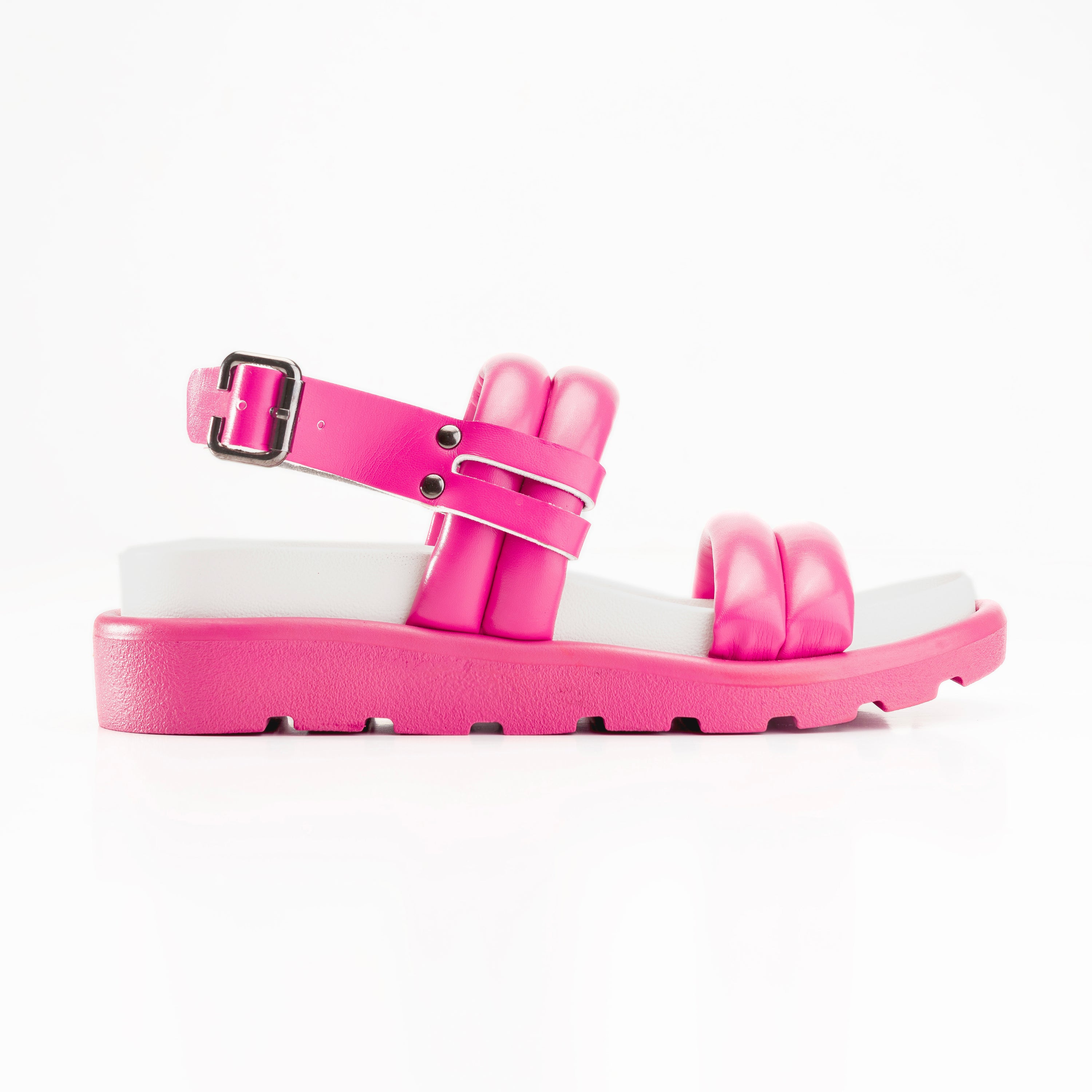 Double Strap Ripple Sandals - Fushia