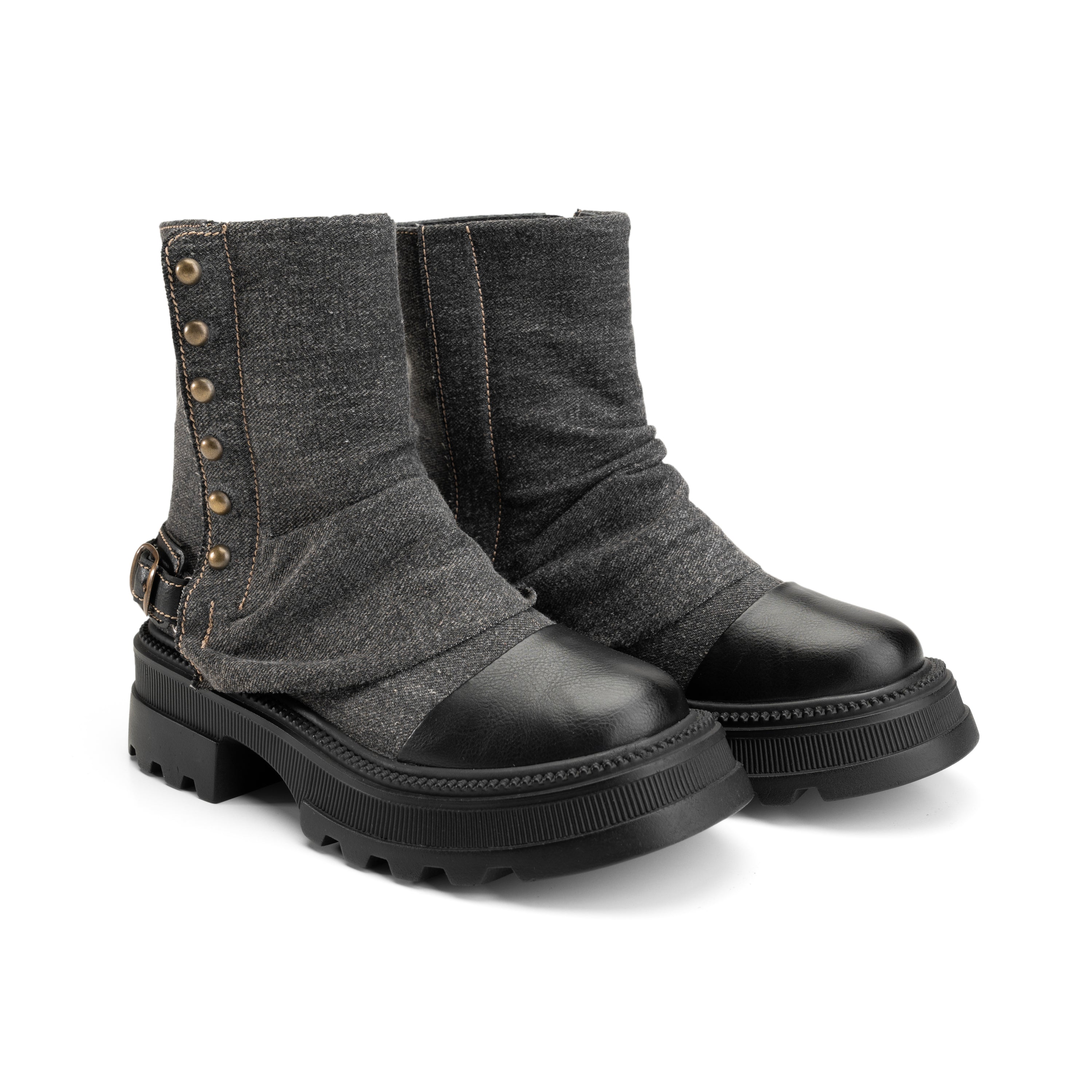 Fold Over Cuff Half Boots - Black