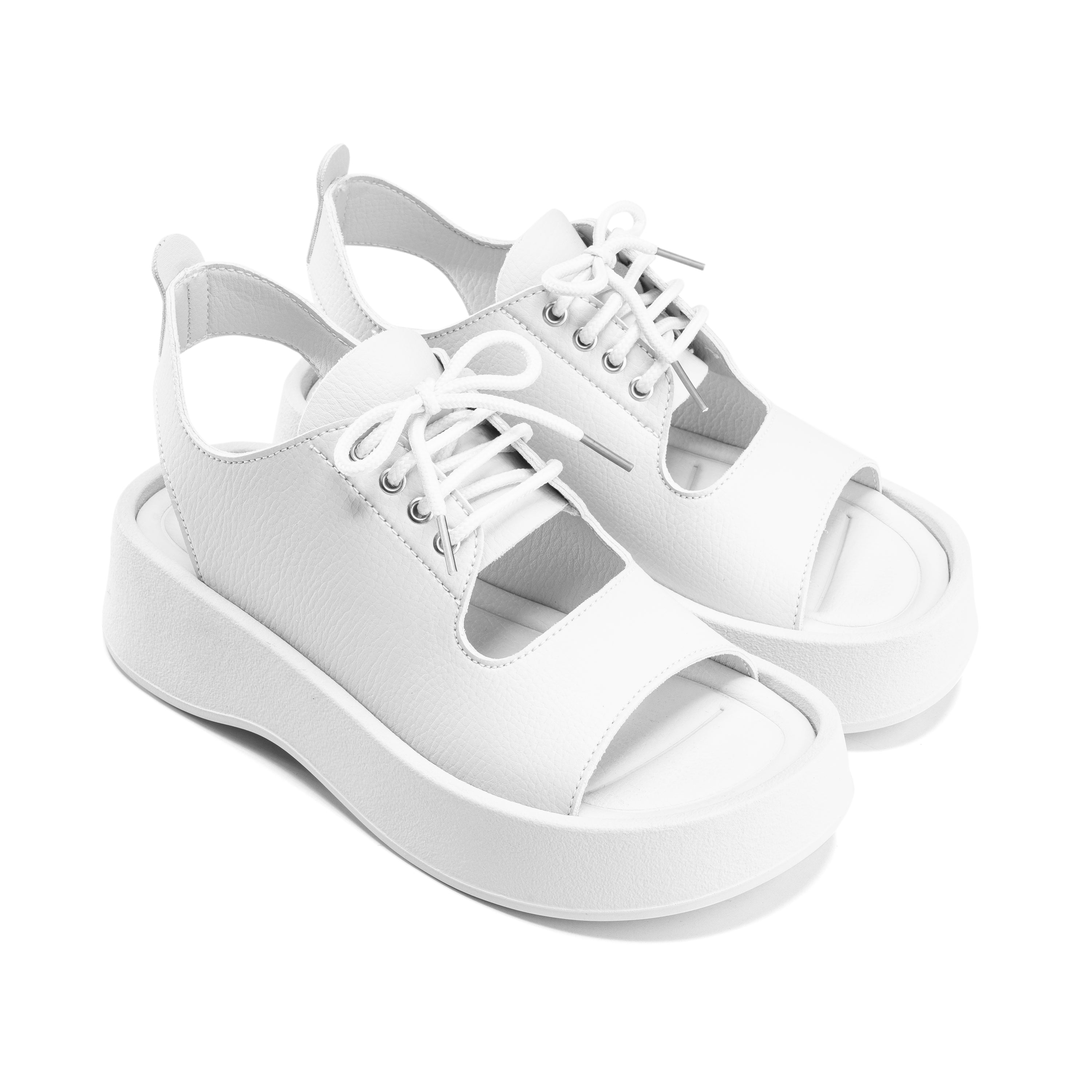 Urban Lace-Up Sporty Sandals - White