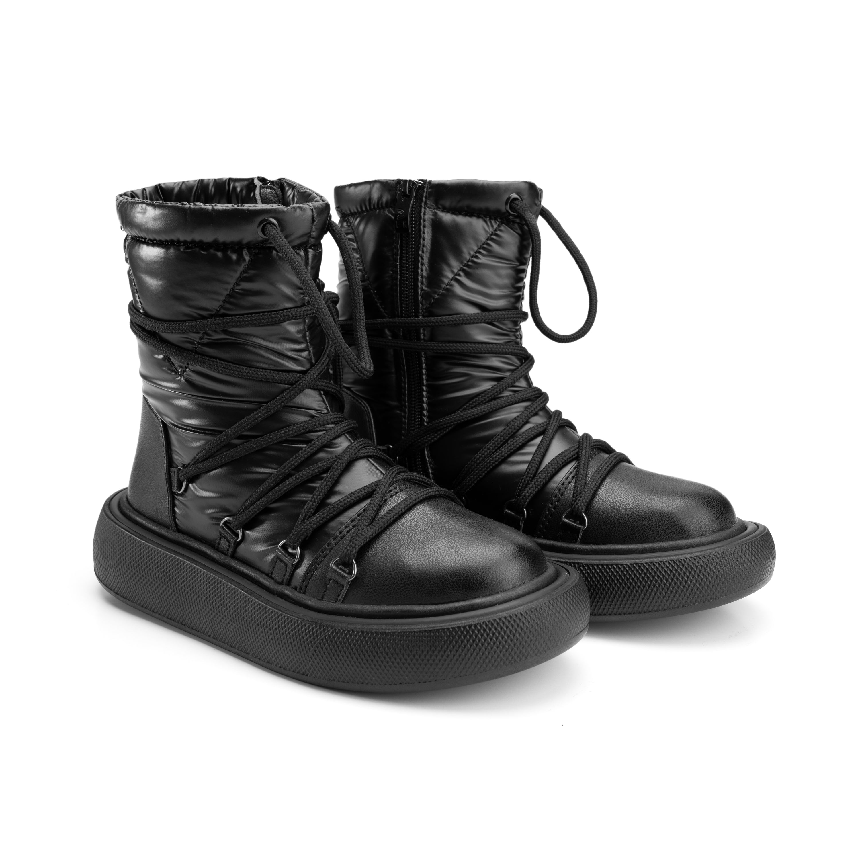 Water Proof Side Zipper Half Boots - Black