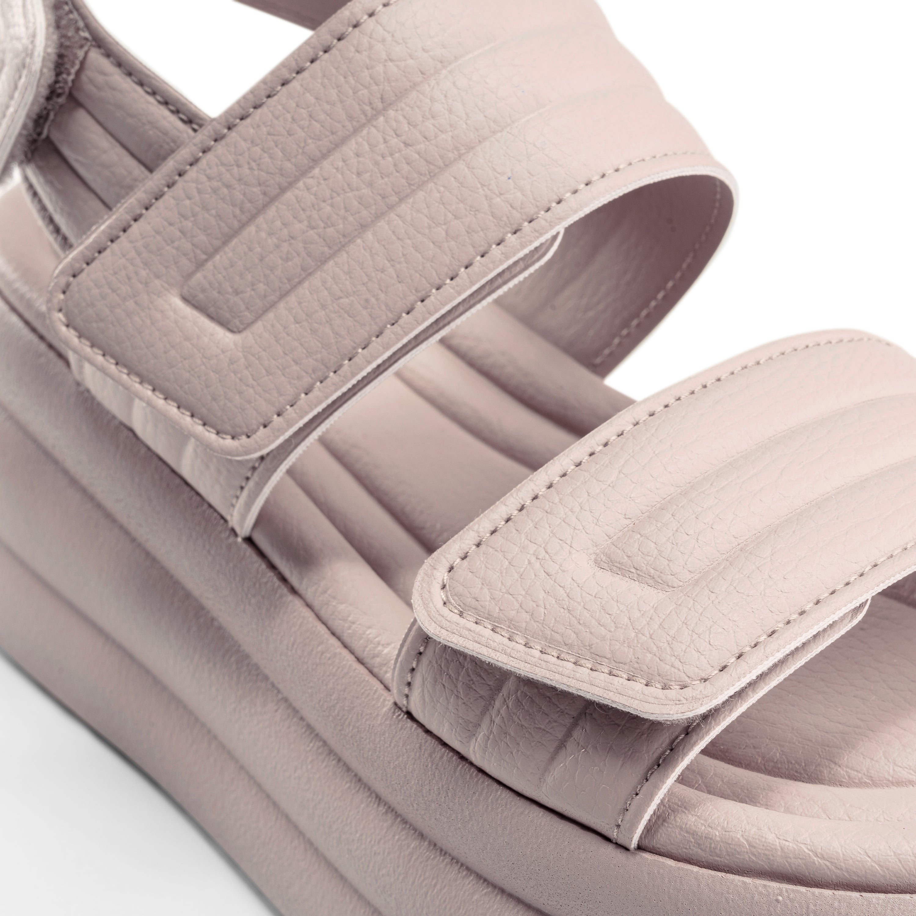 Velcro Strap Quilted Foam Sandals - Beige