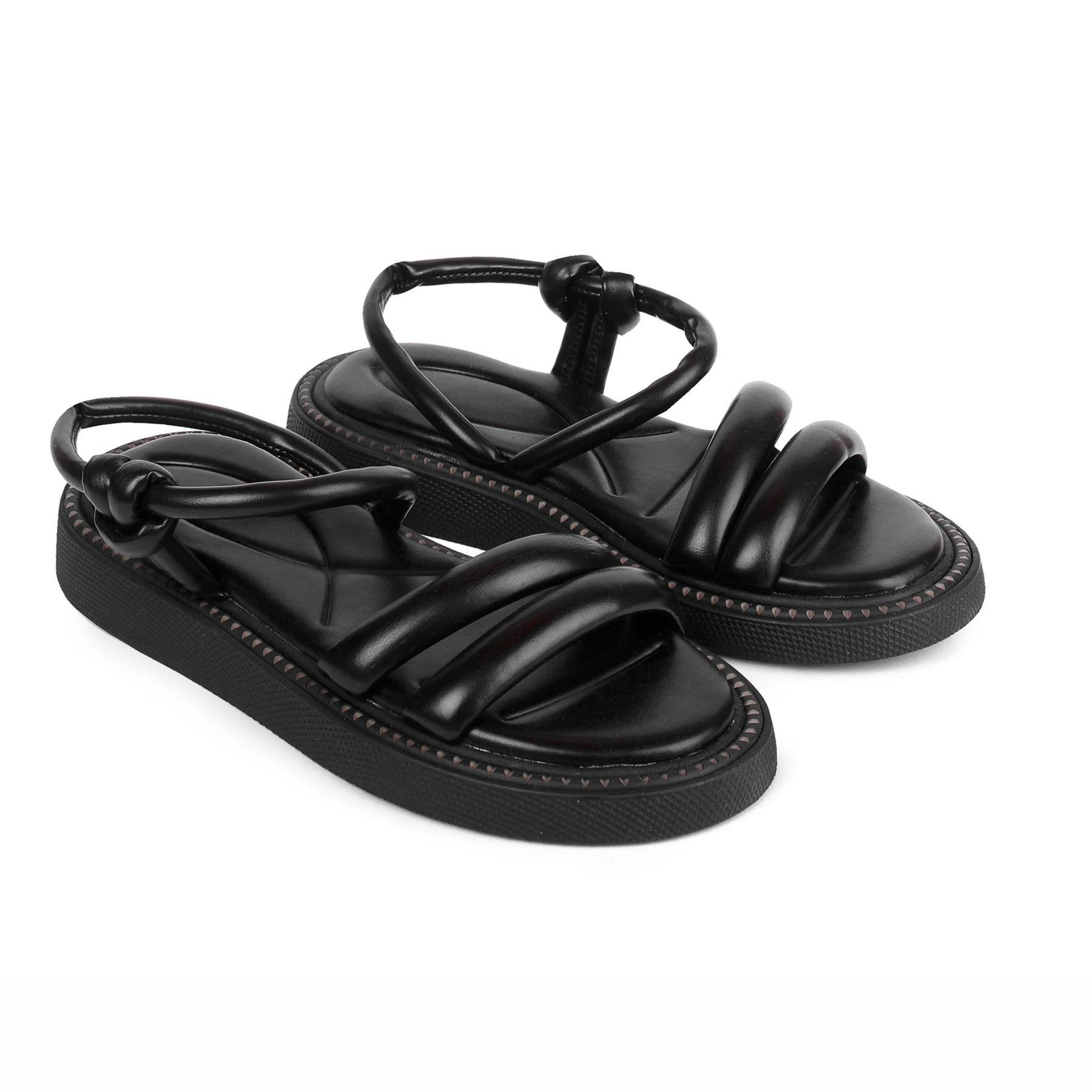 Padded Double Strap Sandals - Black