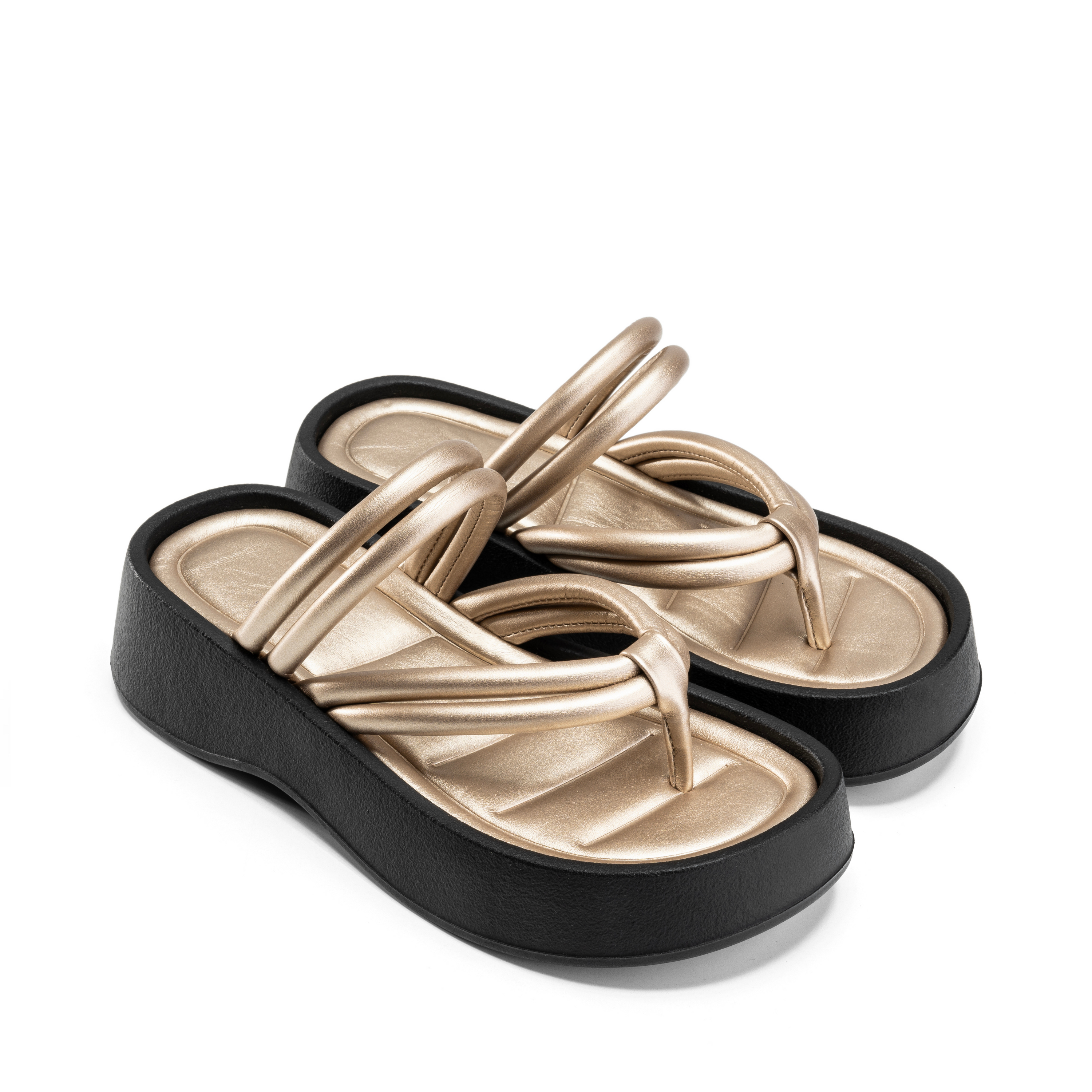 Padded Thong Sandals - Gold