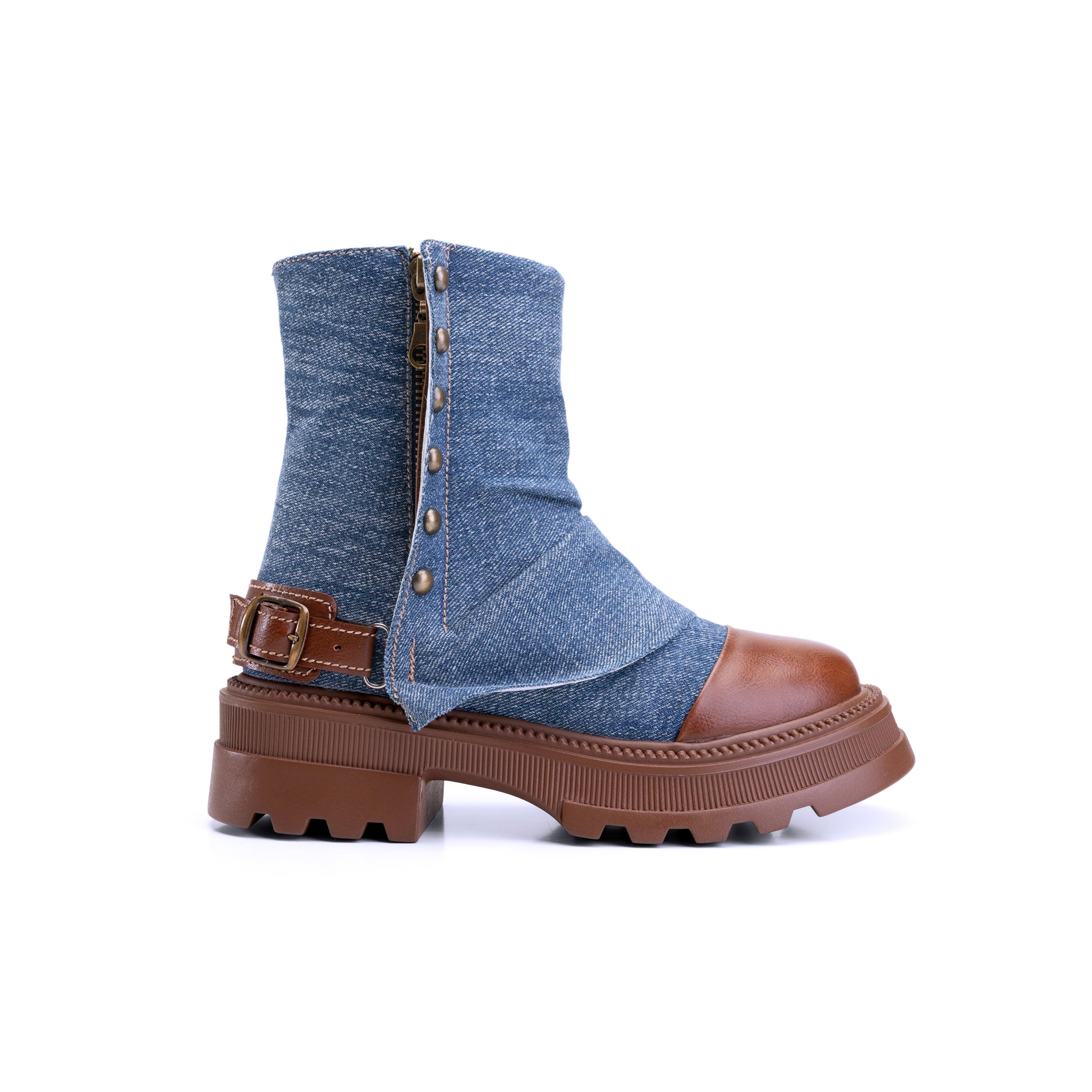 Fold Over Cuff Half Boots - Classic Jeans