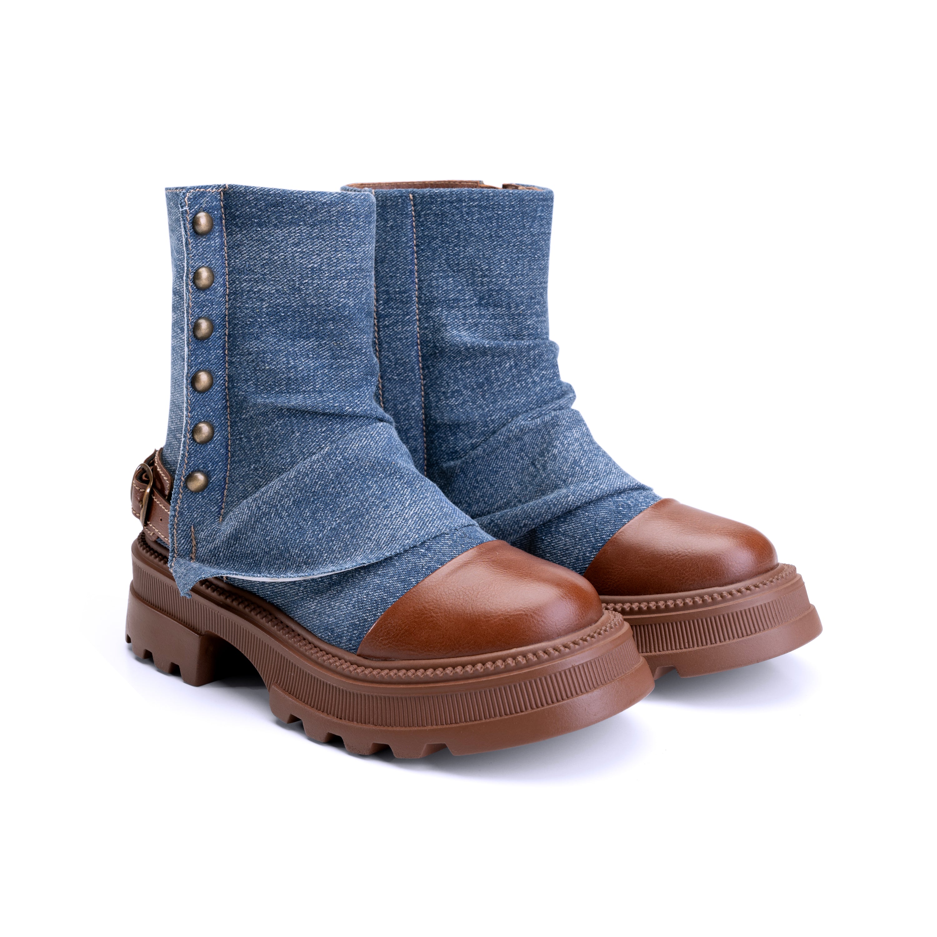 Fold Over Cuff Half Boots - Classic Jeans