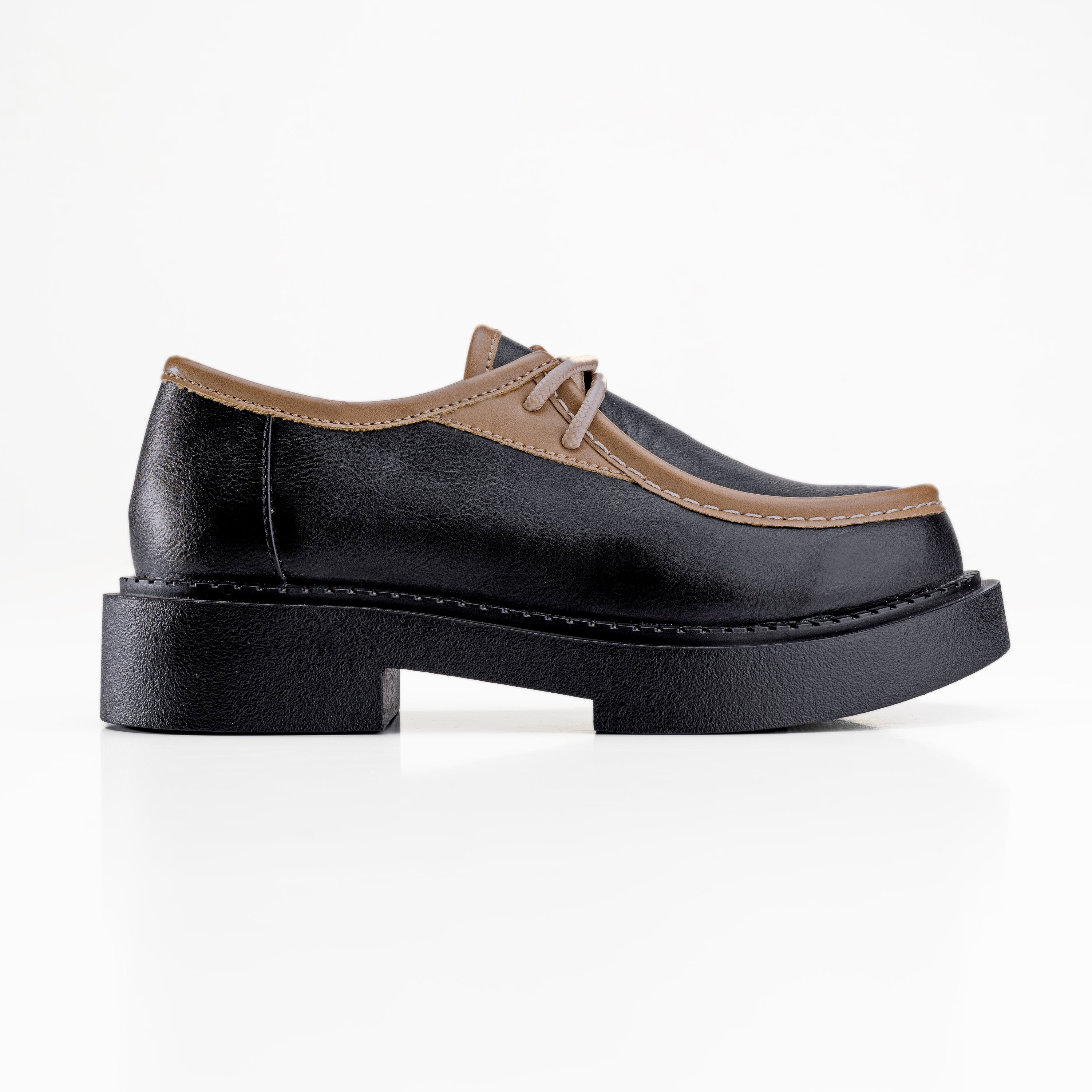 Classic Plain Platform Loafers - Black