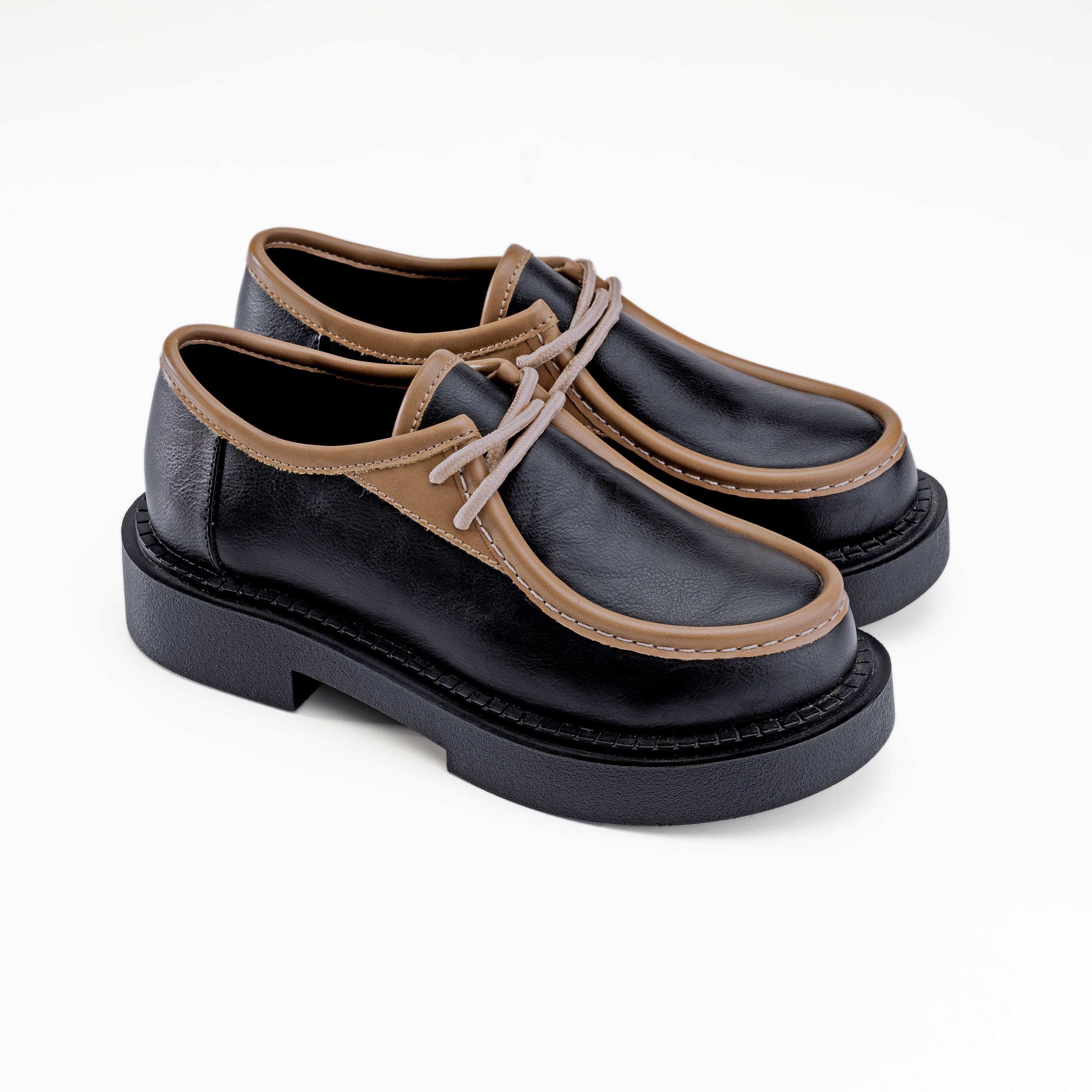 Classic Plain Platform Loafers - Black