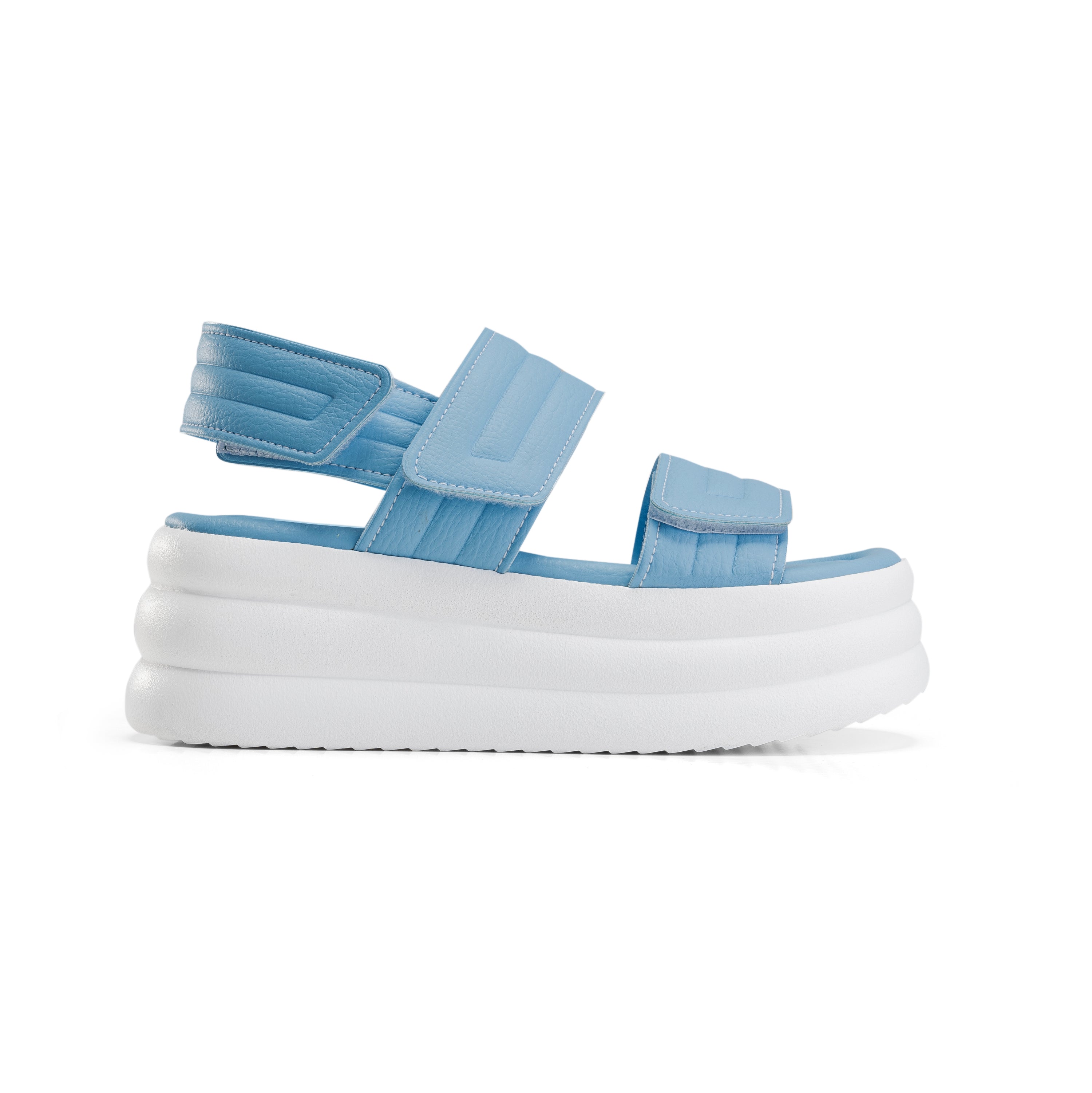 Velcro Strap Quilted Foam Sandals - Baby Blue