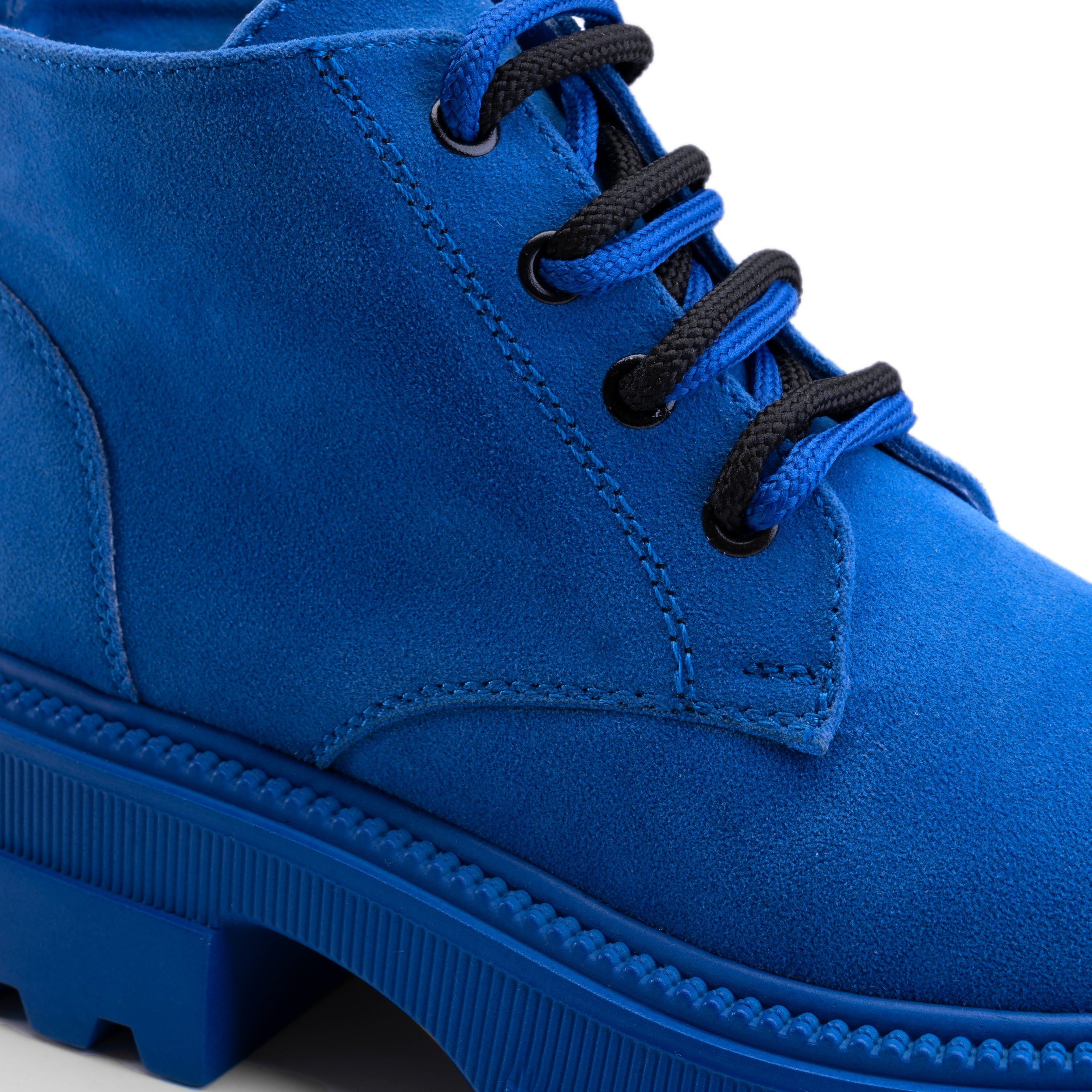 Plain Suede Laceup Boots - Blue