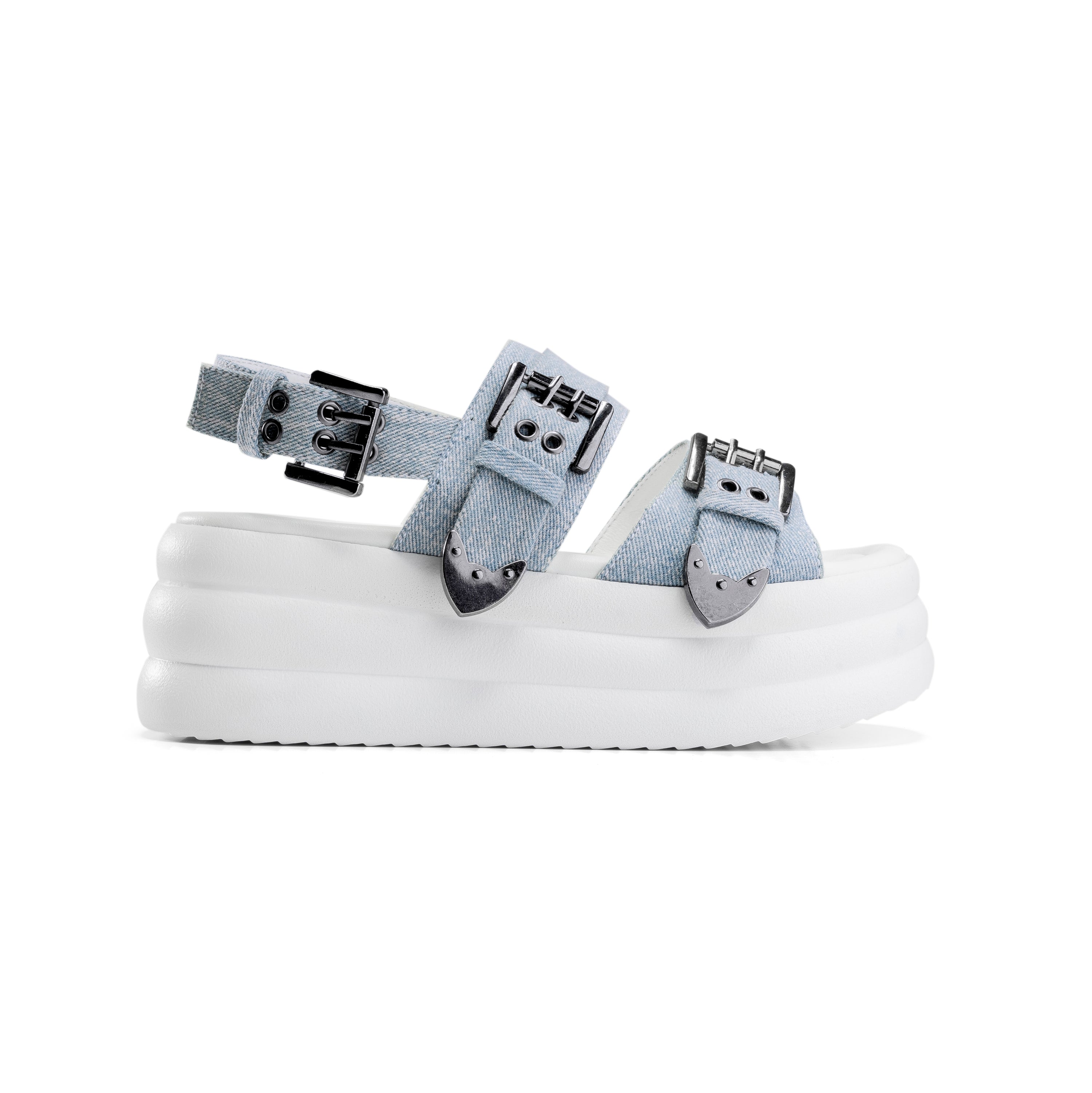 Strap Buckle Platform Sandals - Baby Blue