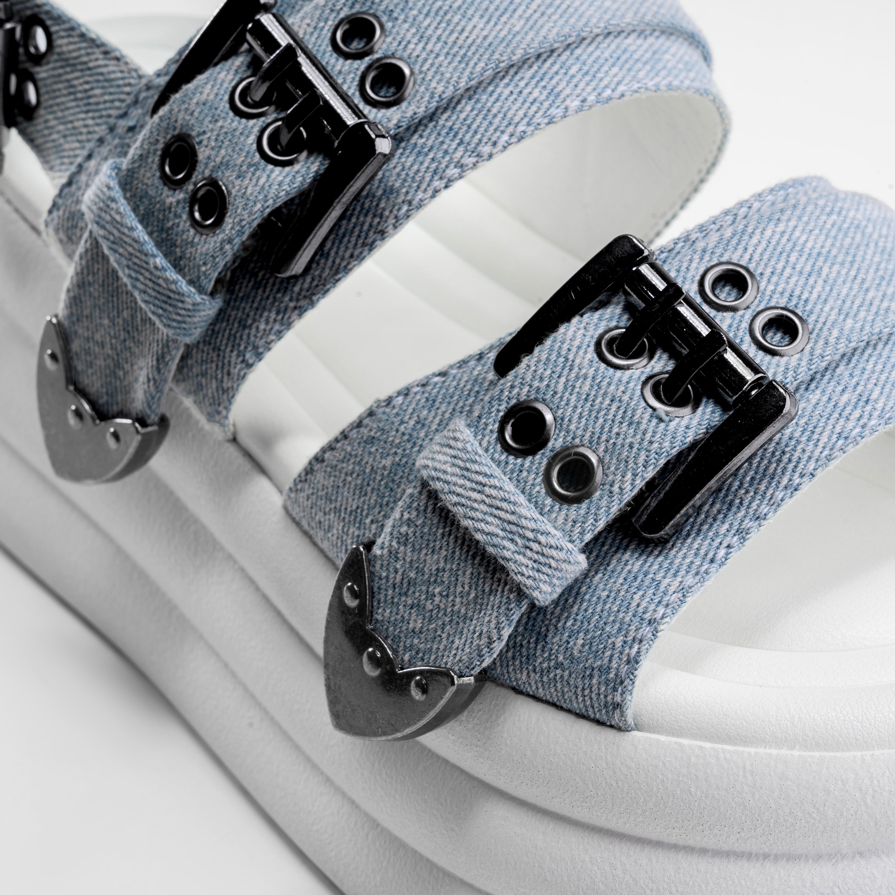 Strap Buckle Platform Sandals - Baby Blue