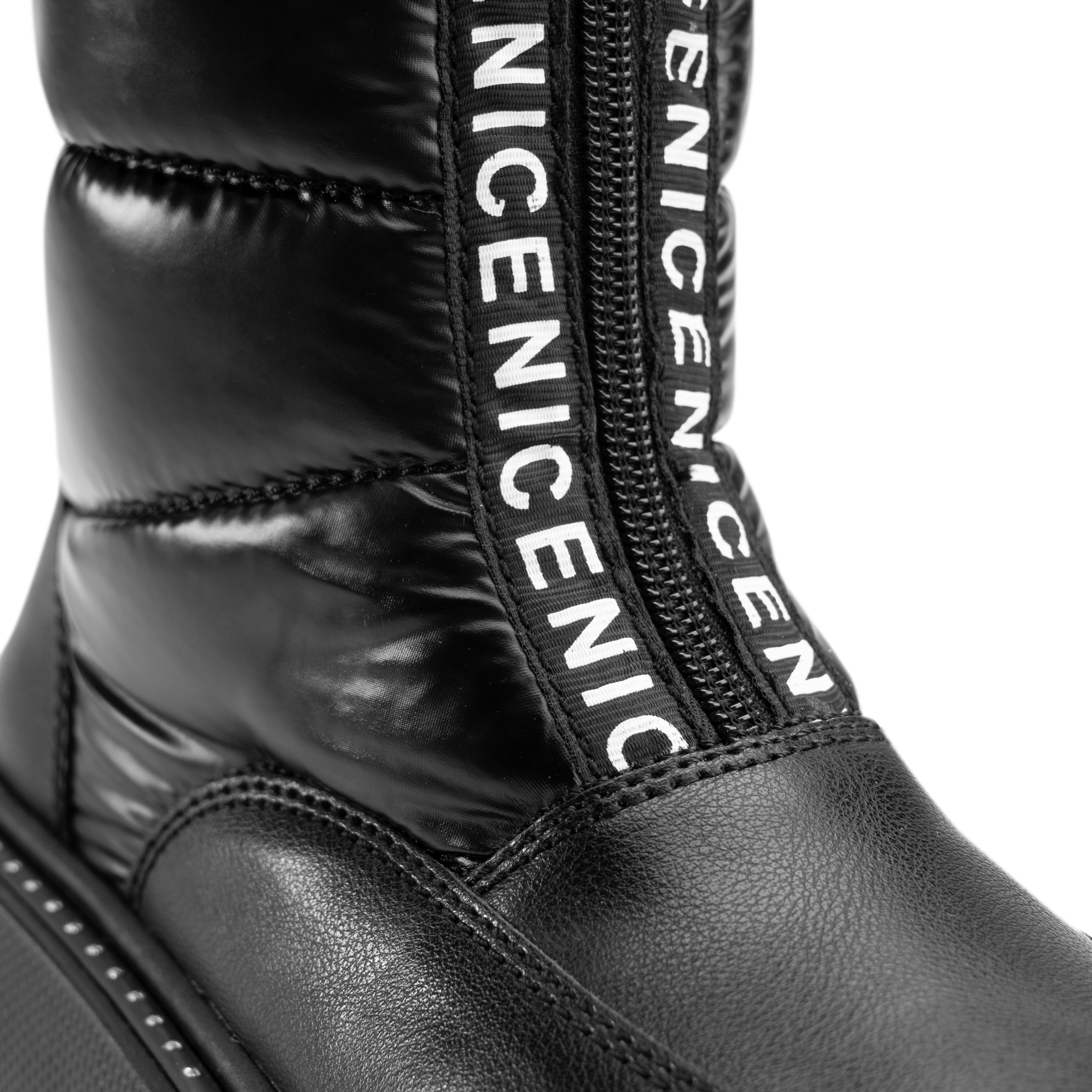 Water Proof Front Zipper Half Boots - Black