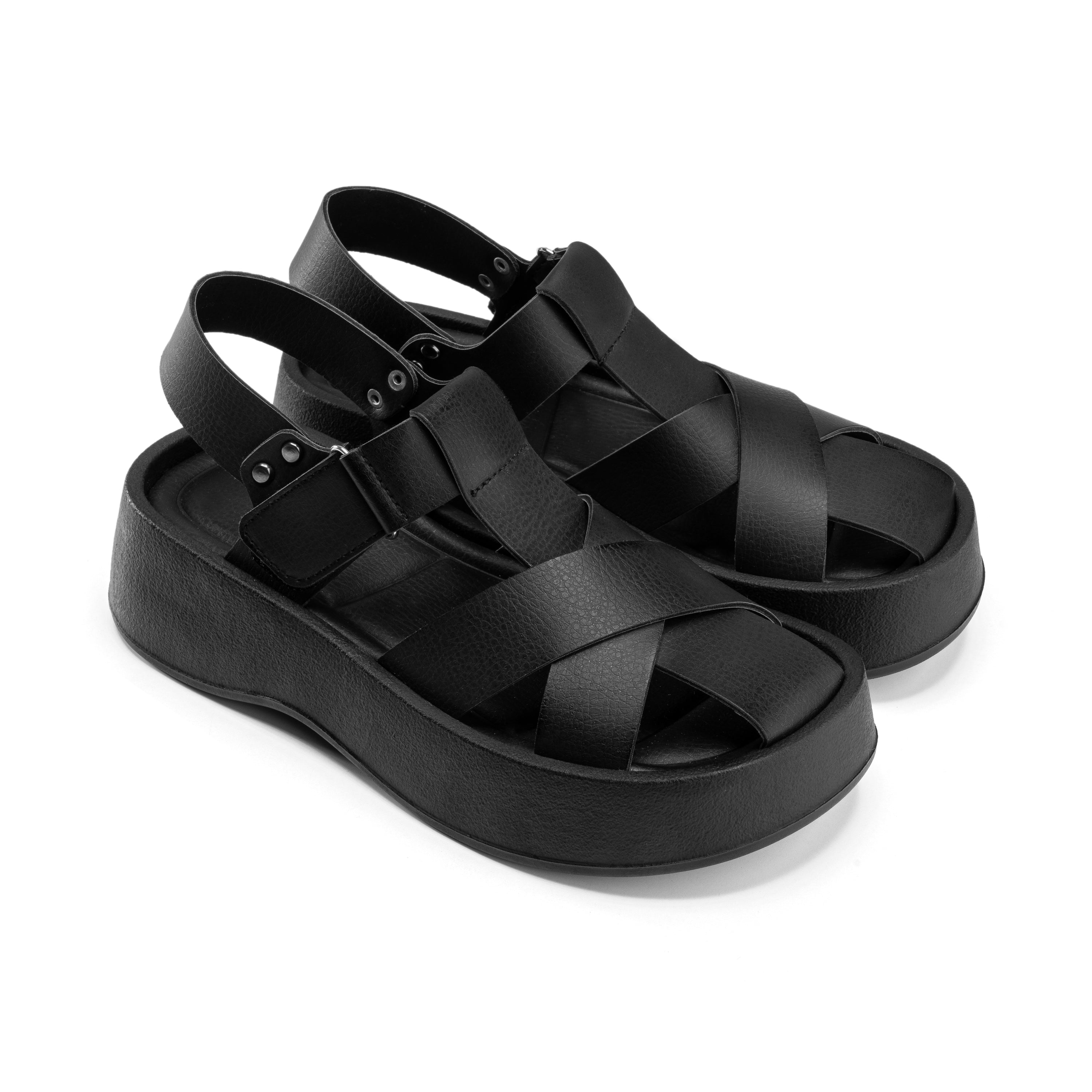 Textured Cross-Band Platforms - Black