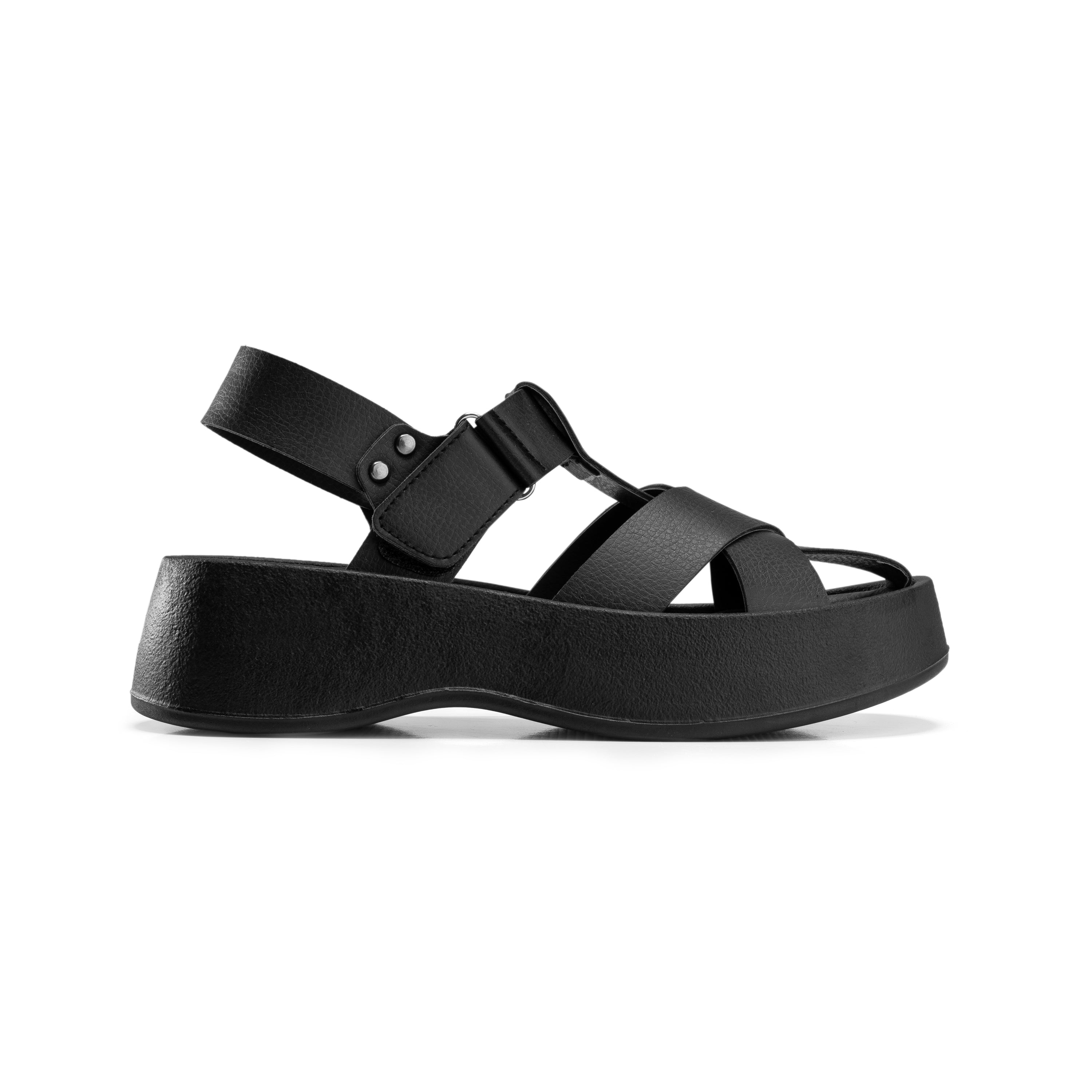 Textured Cross-Band Platforms - Black