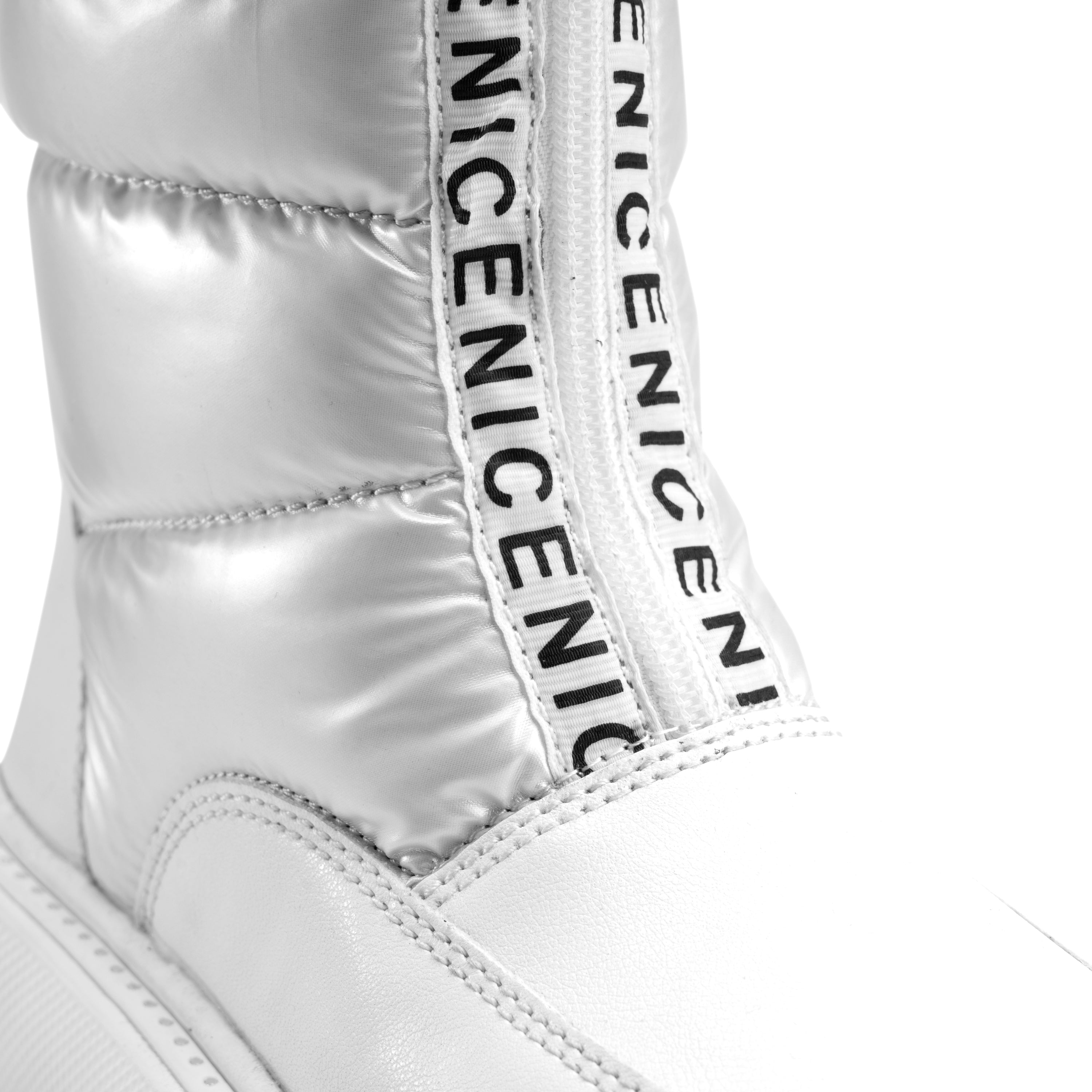 Water Proof Front Zipper Half Boots - Silver