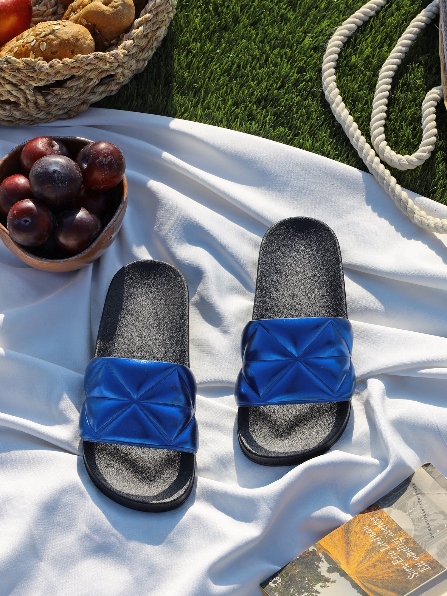 Rhomb Comfy Slippers - Blue