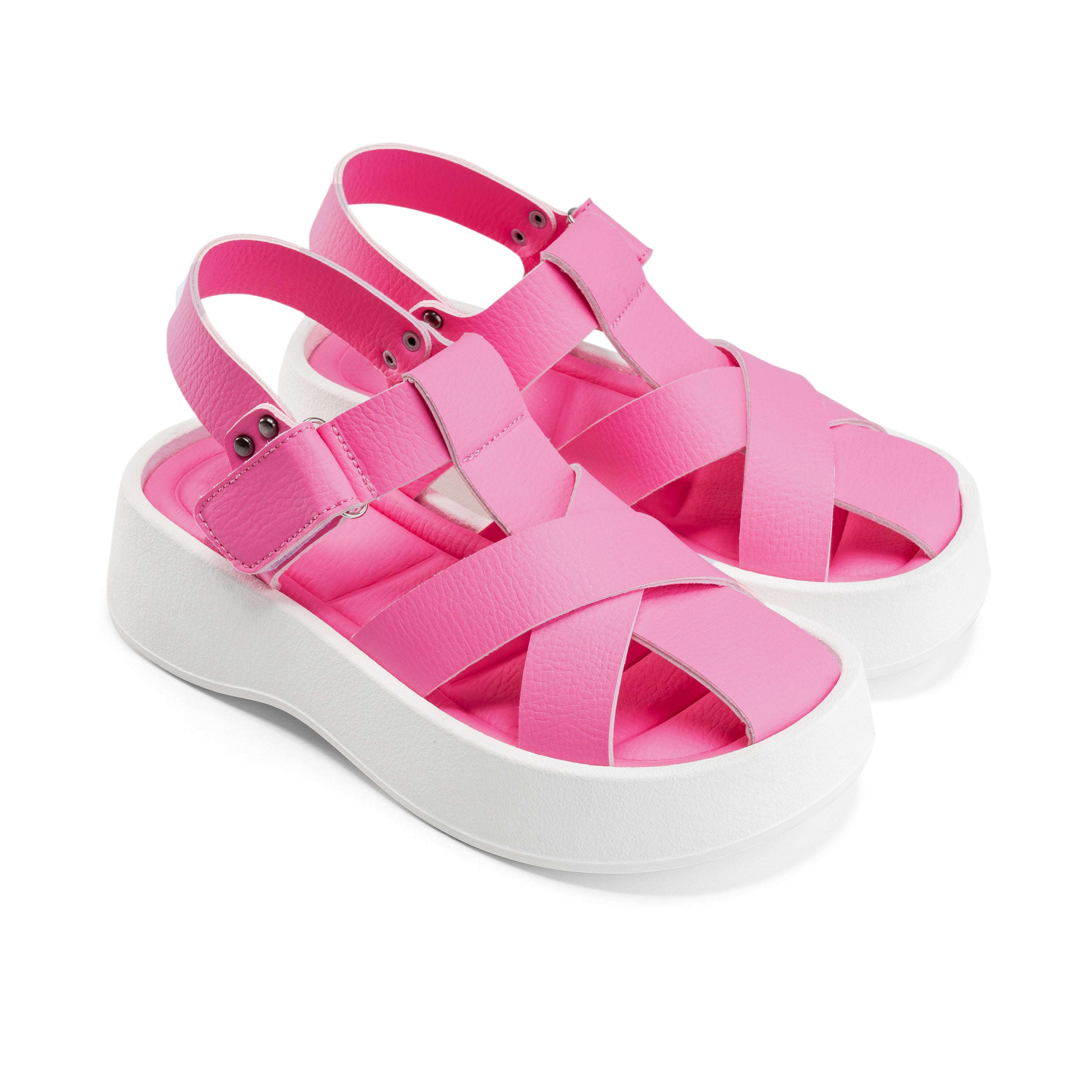 Textured Cross-Band Platforms - Pink