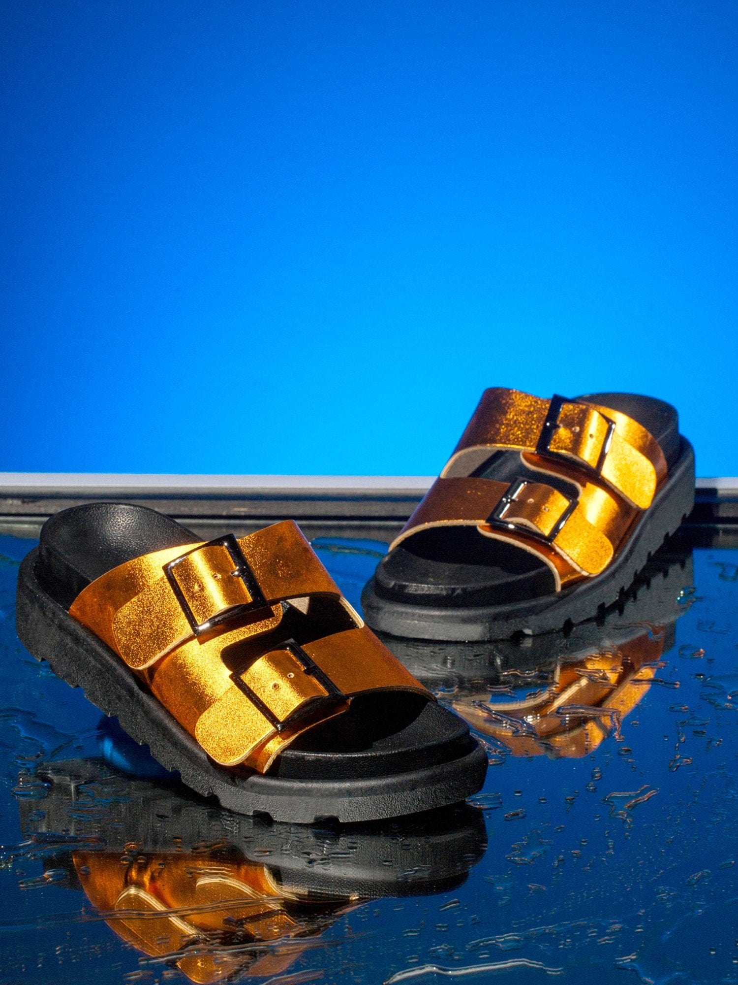 Double Buckle Comfy Slides - Orange