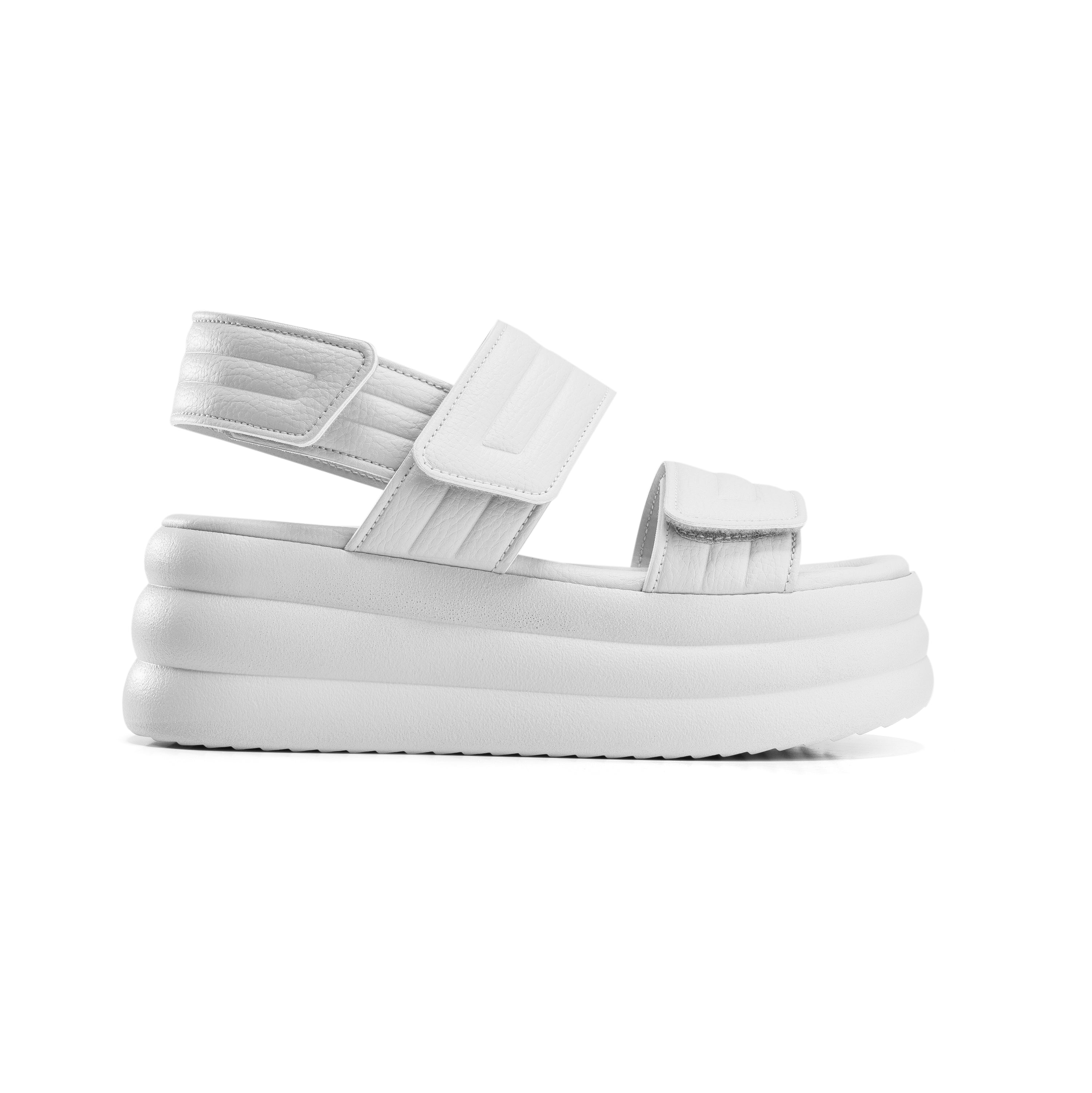 Velcro Strap Quilted Foam Sandals - White