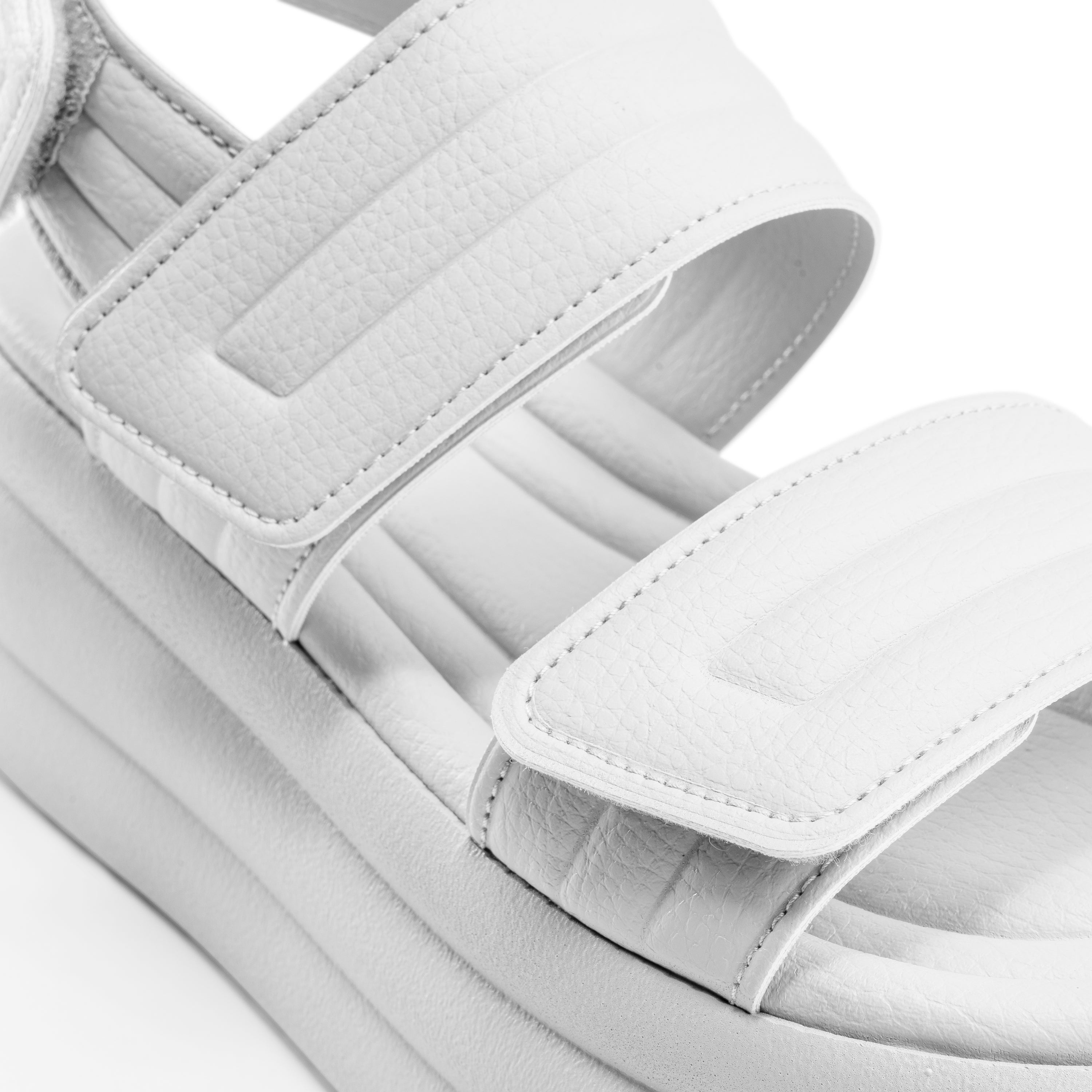 Velcro Strap Quilted Foam Sandals - White