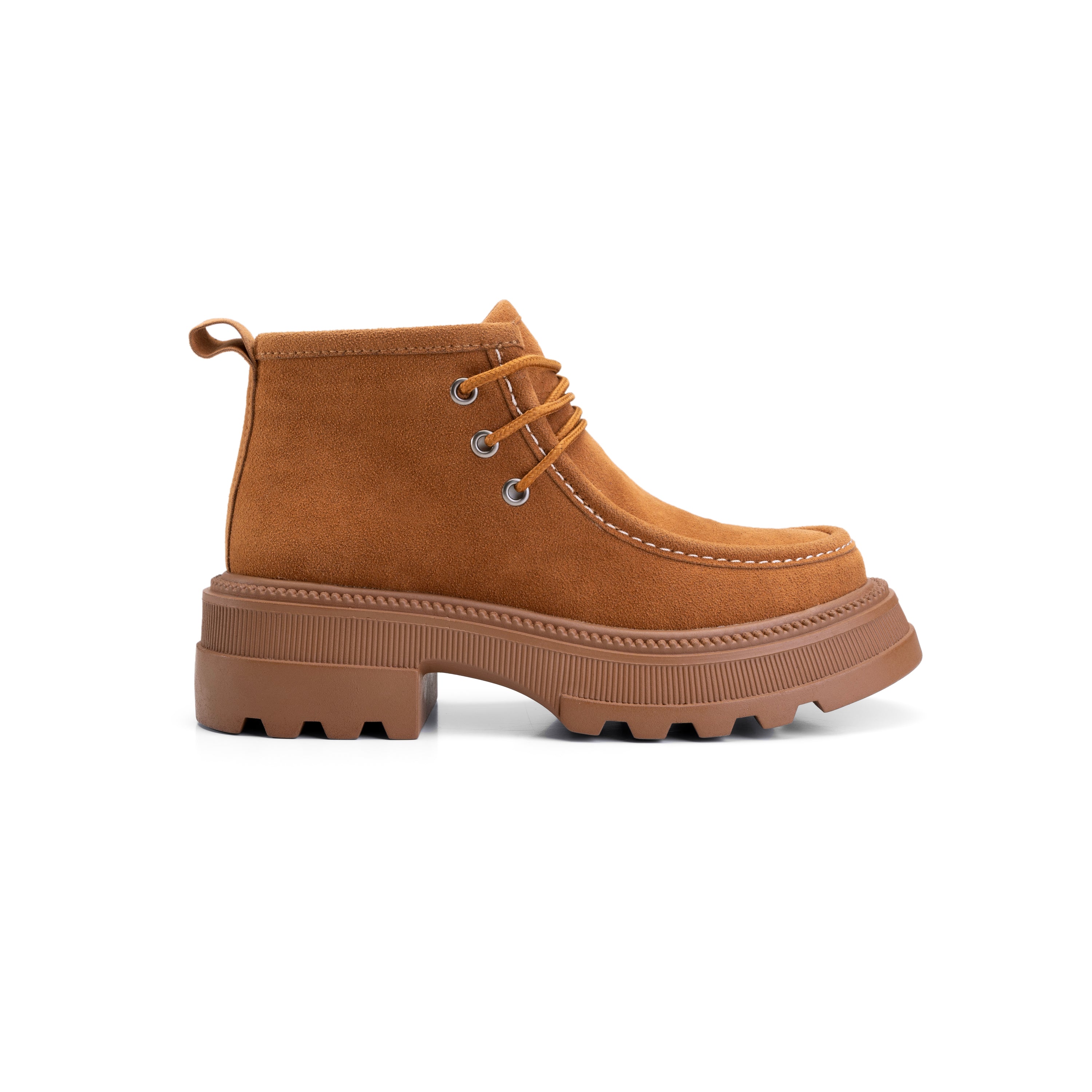 Moc Toe Design Hooked Laces Boots - Havana