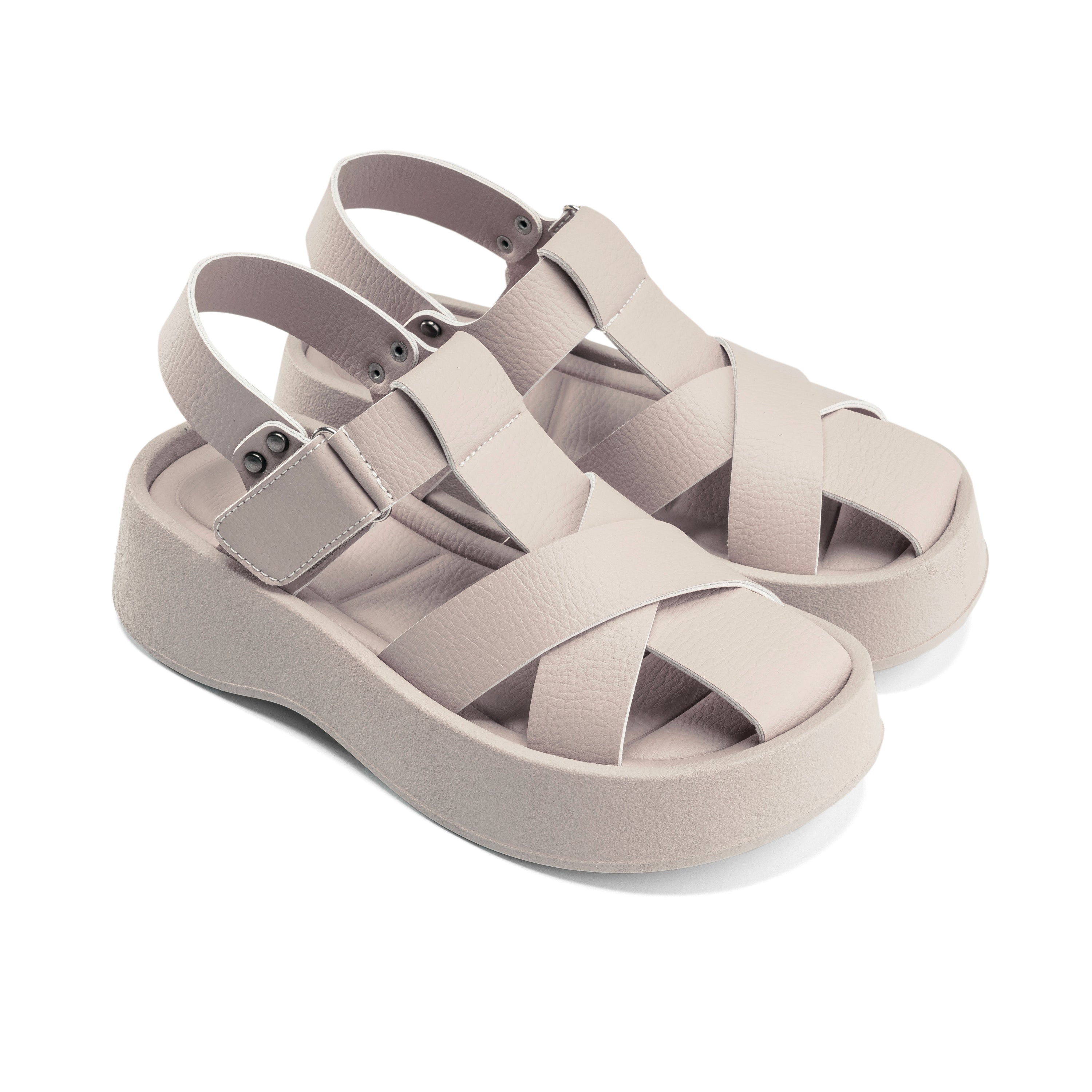 Textured Cross-Band Platforms - Beige