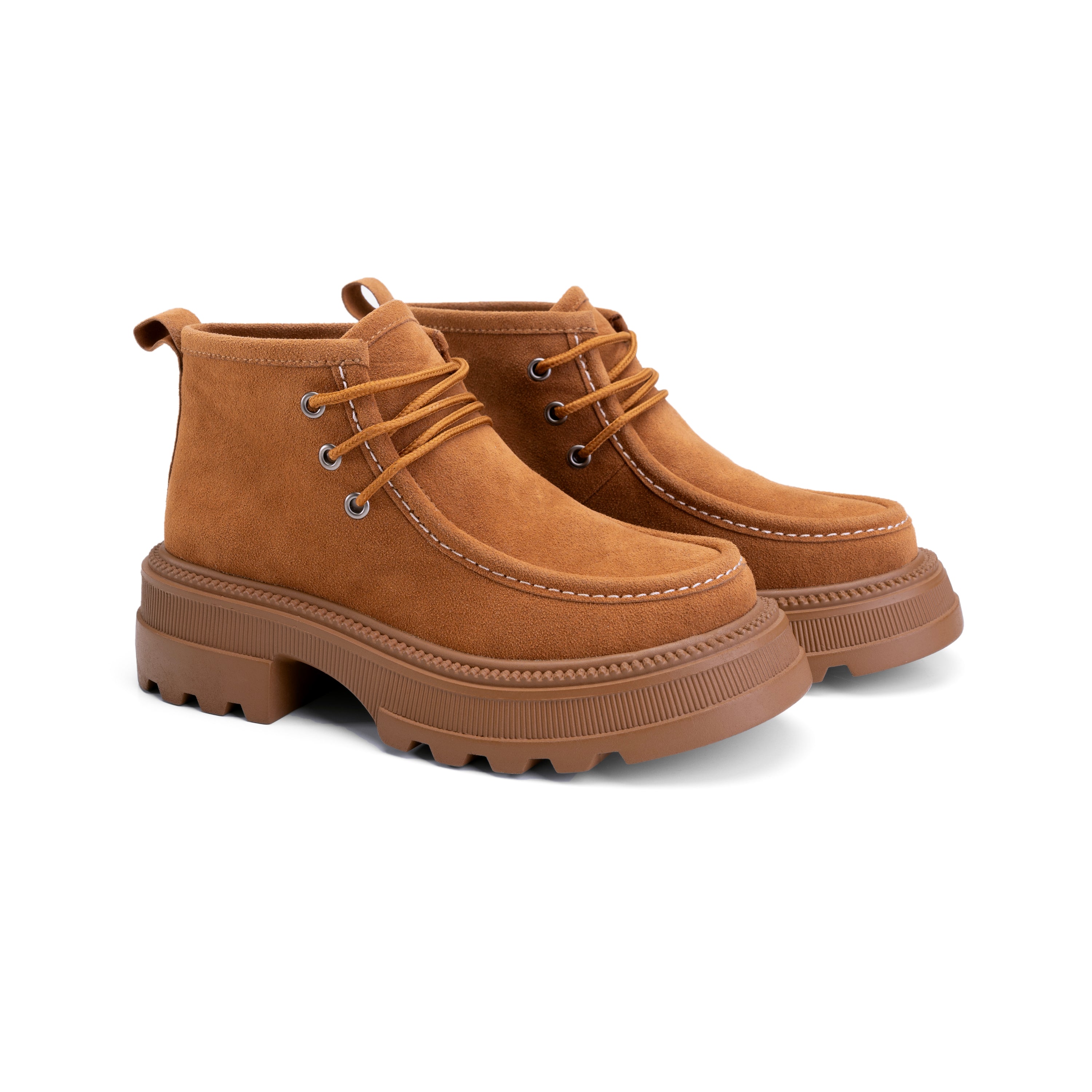 Moc Toe Design Hooked Laces Boots - Havana