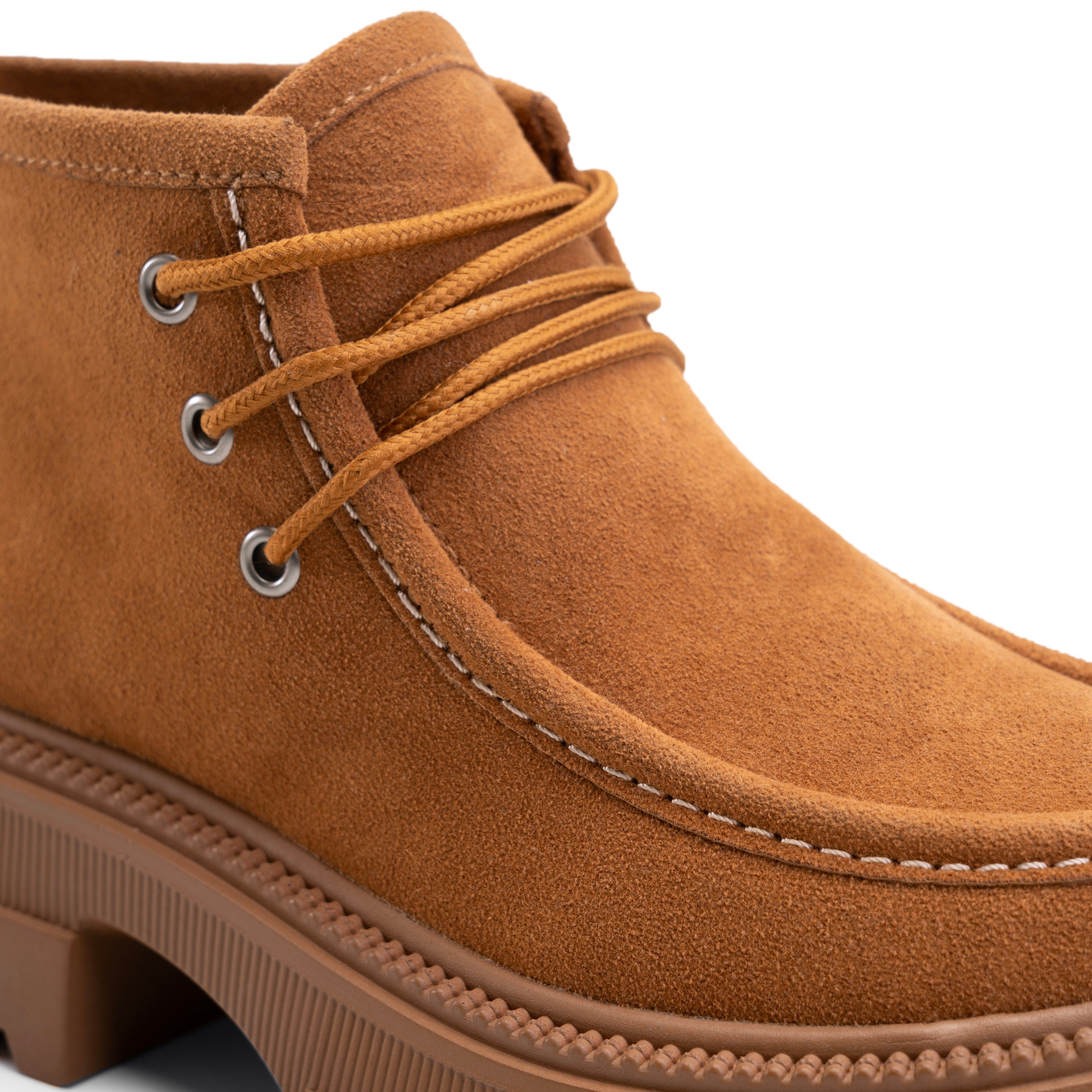 Moc Toe Design Hooked Laces Boots - Havana