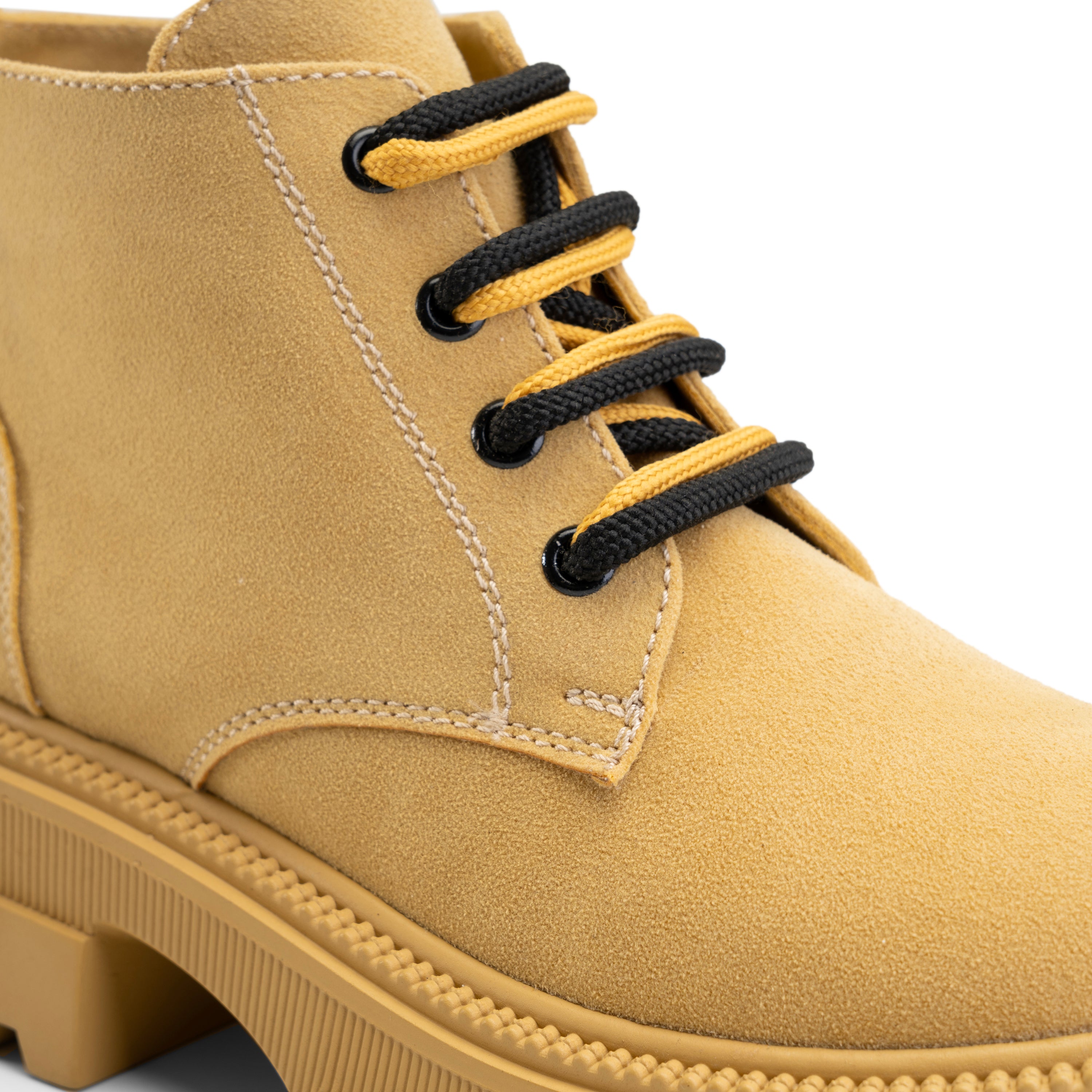 Plain Suede Laceup Boots - Yellow