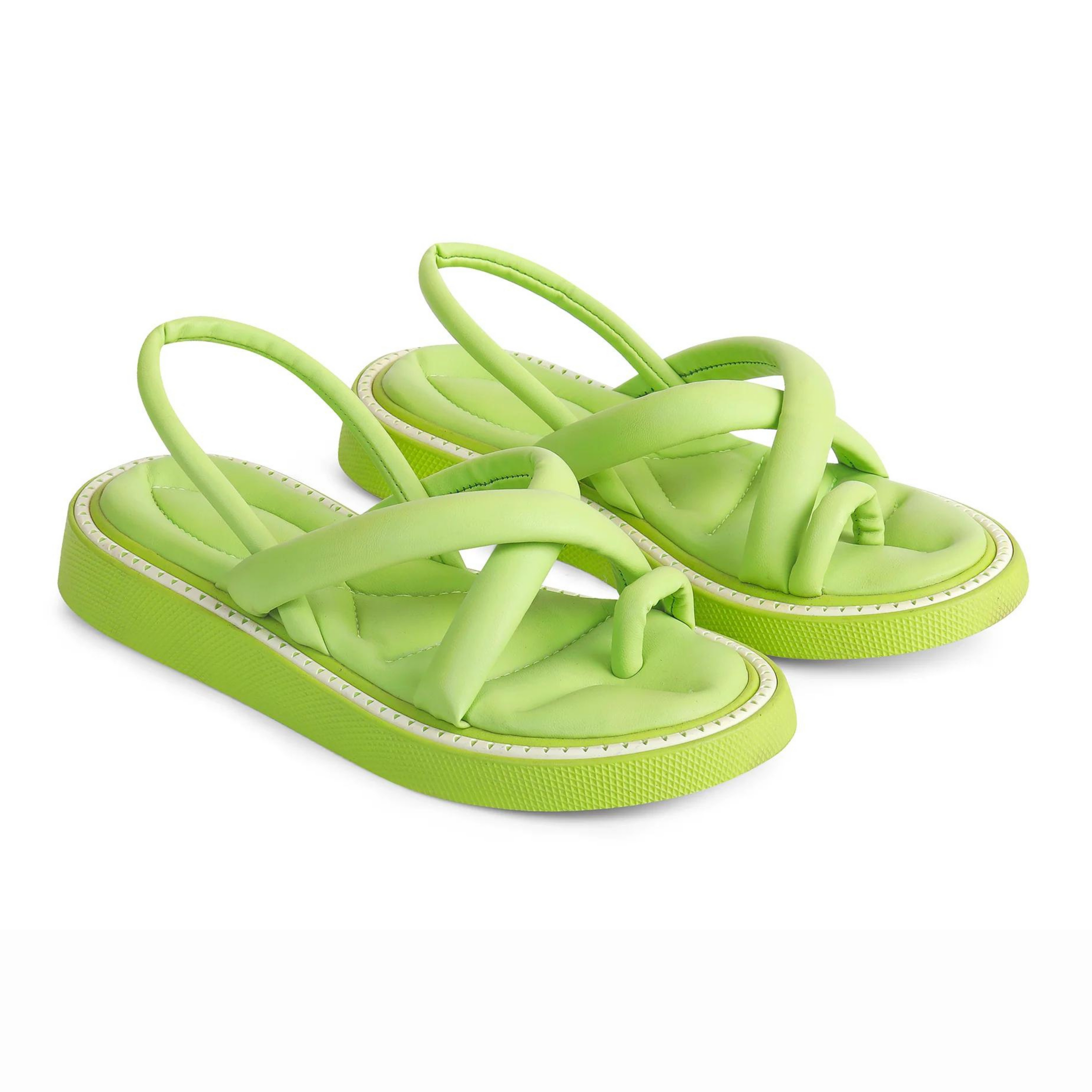 Padded Strappy Sandals - Green