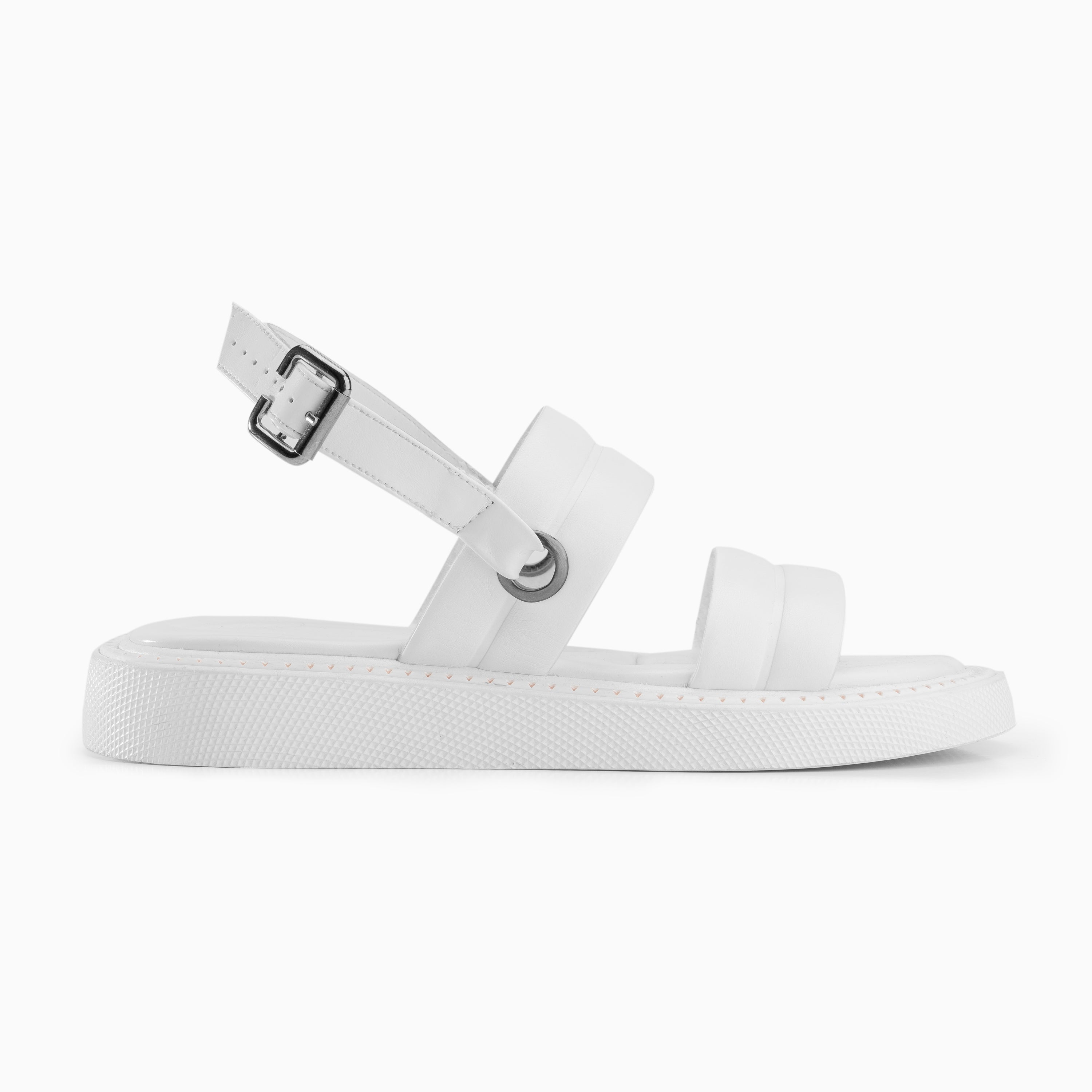 Double Strap Ripple Sandals - White