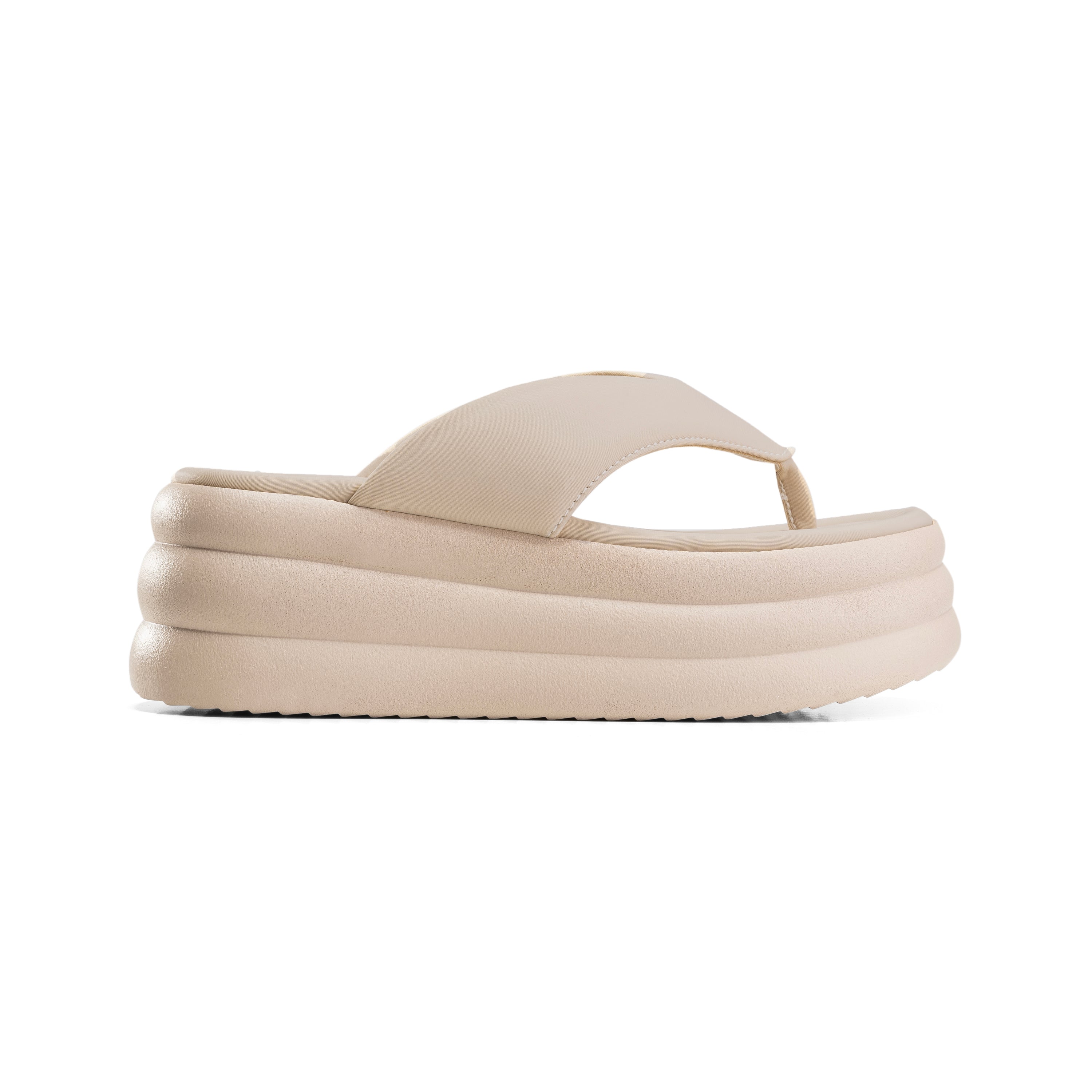 Stacked Foam Cushioned Sandals - Beige