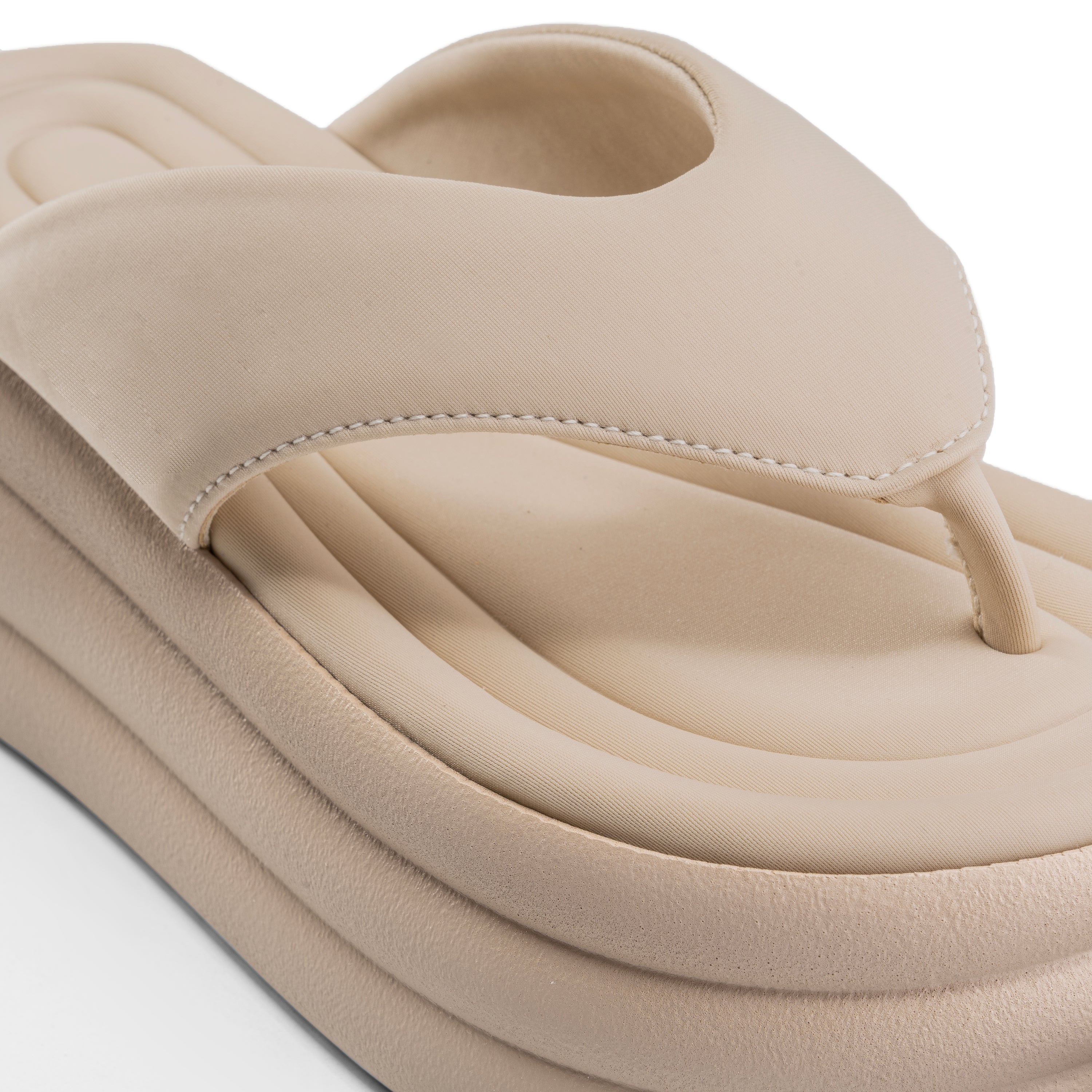 Stacked Foam Cushioned Sandals - Beige