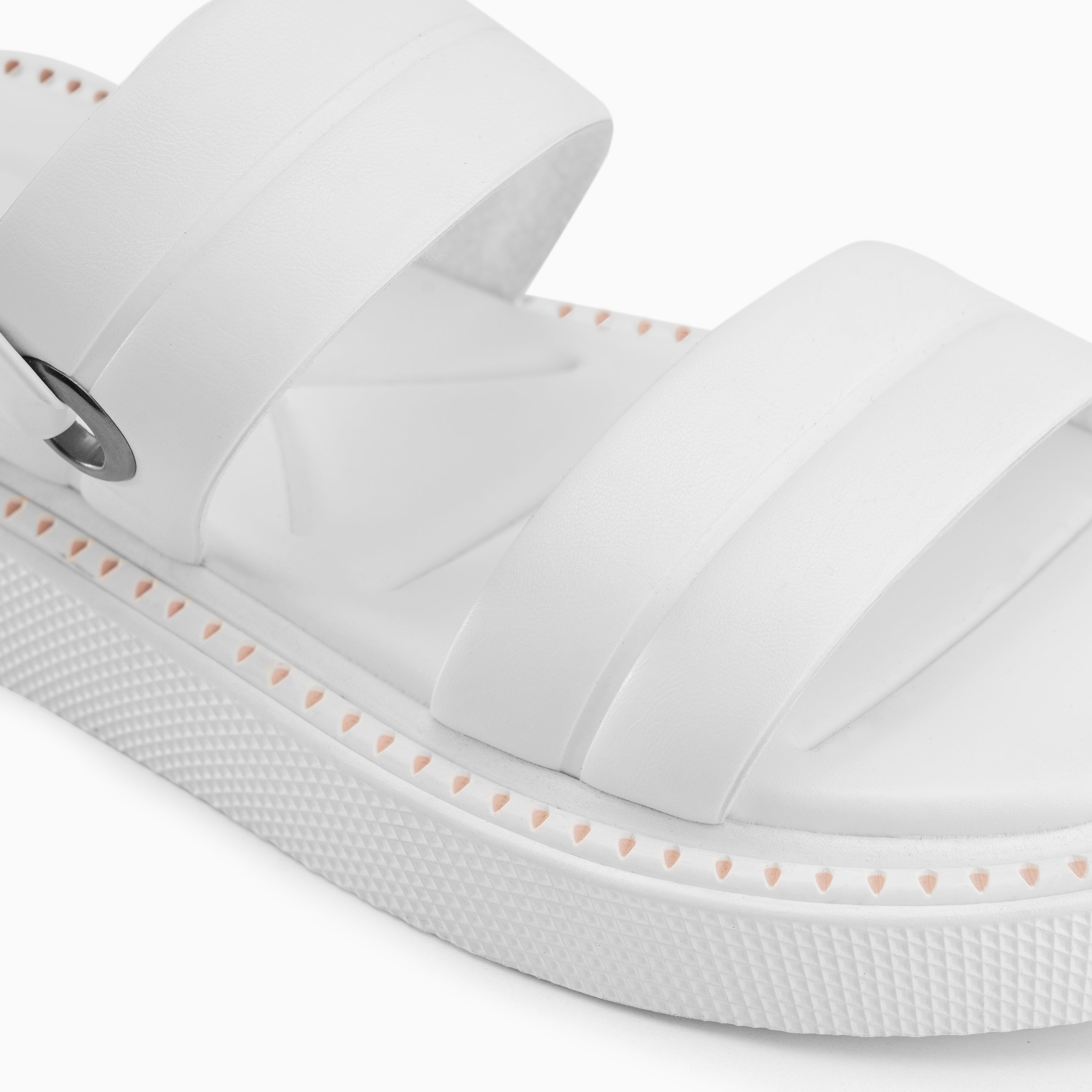 Double Strap Ripple Sandals - White