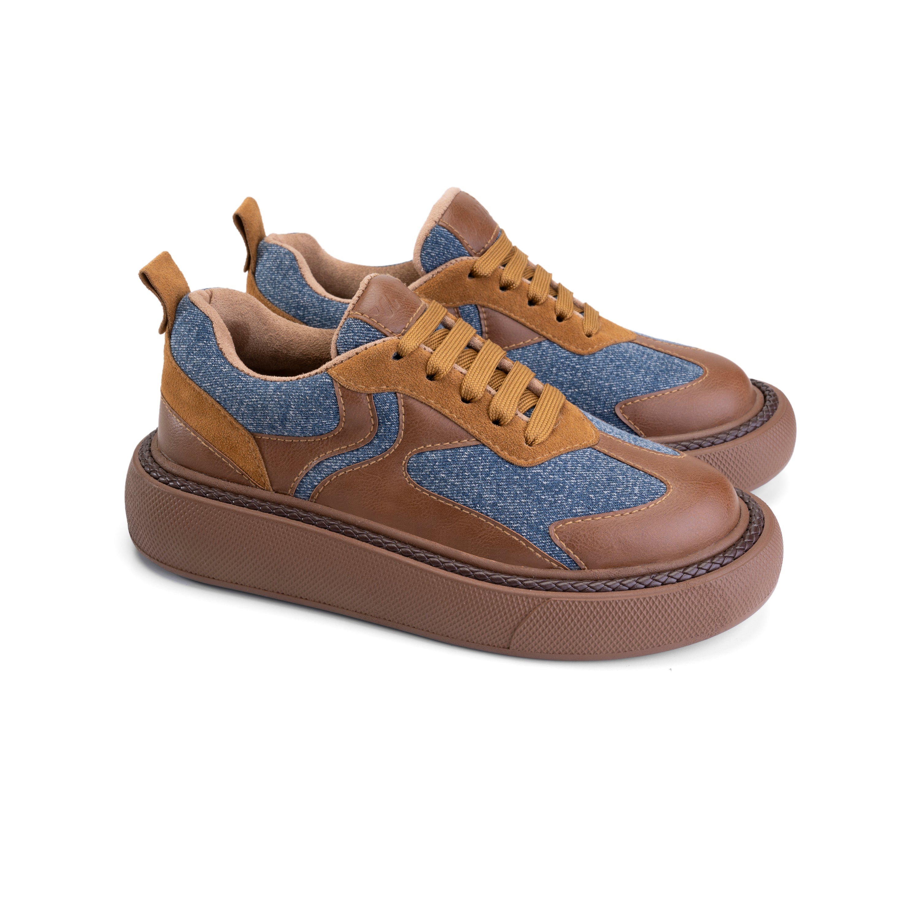 Unica Stitch Wide Flat Sneakers - Rich Brown