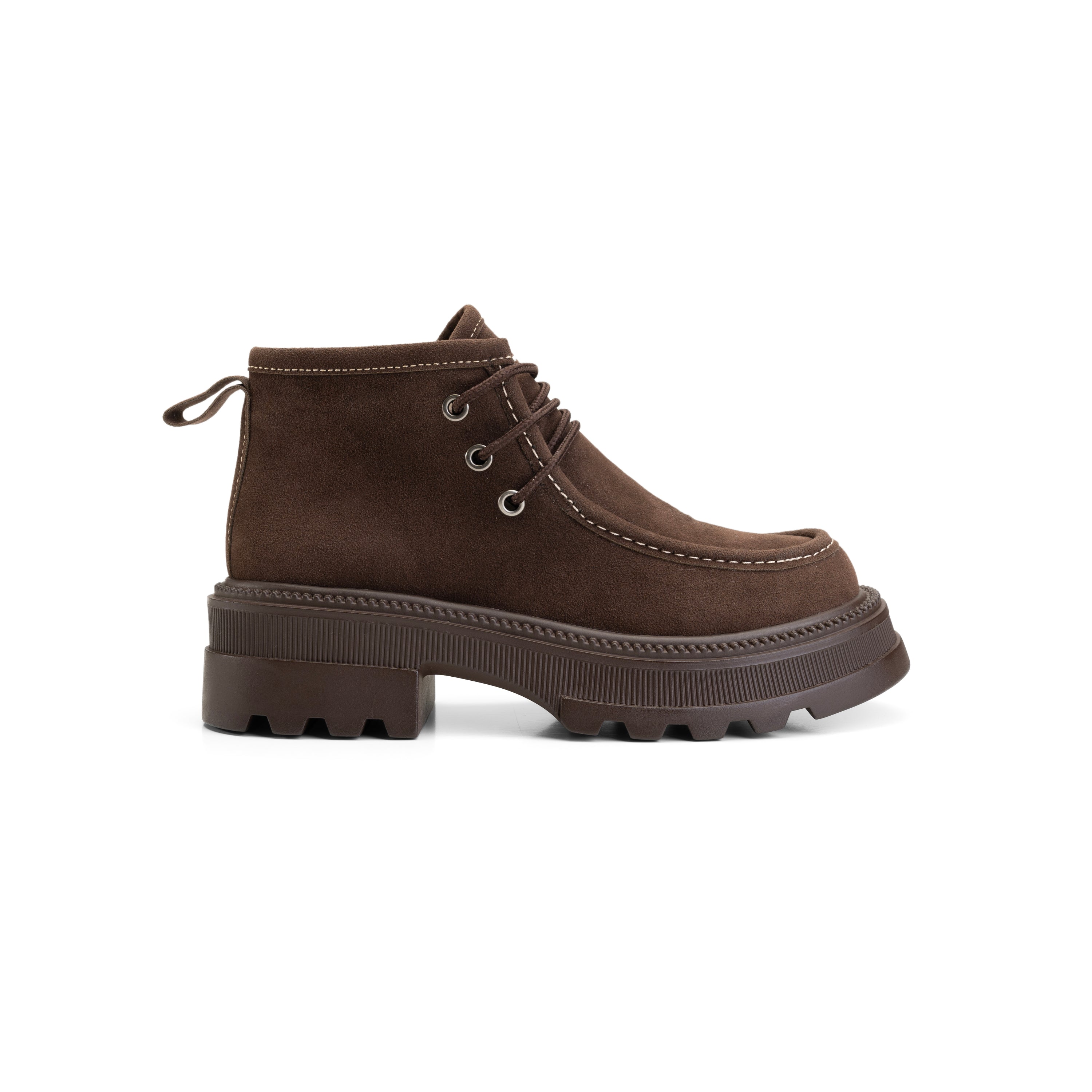 Moc Toe Design Hooked Laces Boots - Brown