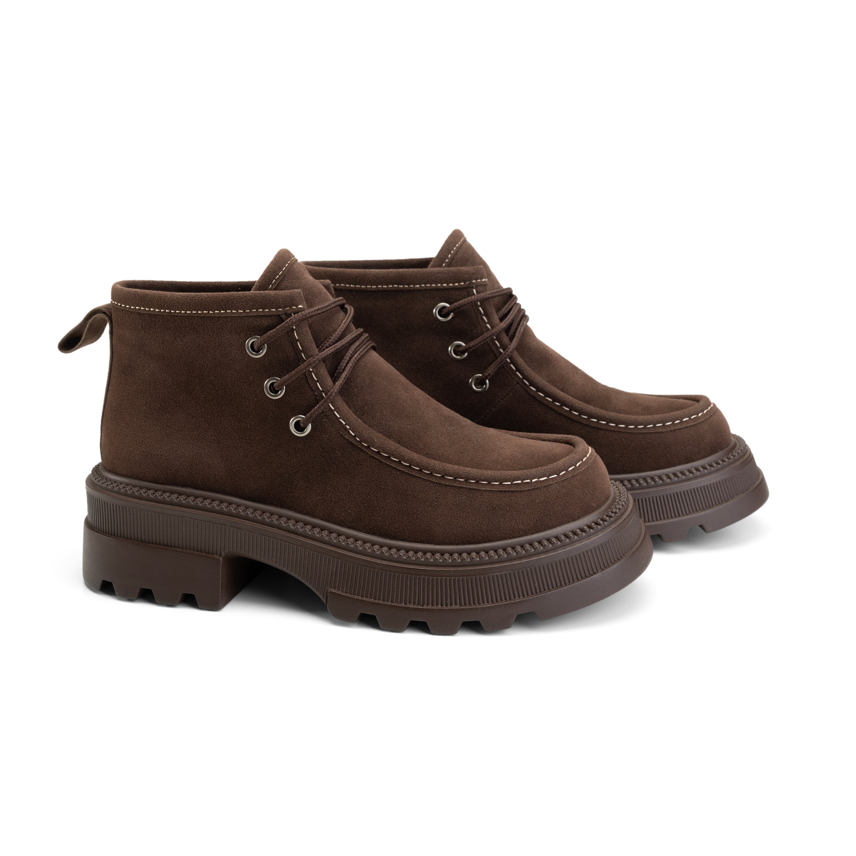 Moc Toe Design Hooked Laces Boots - Brown