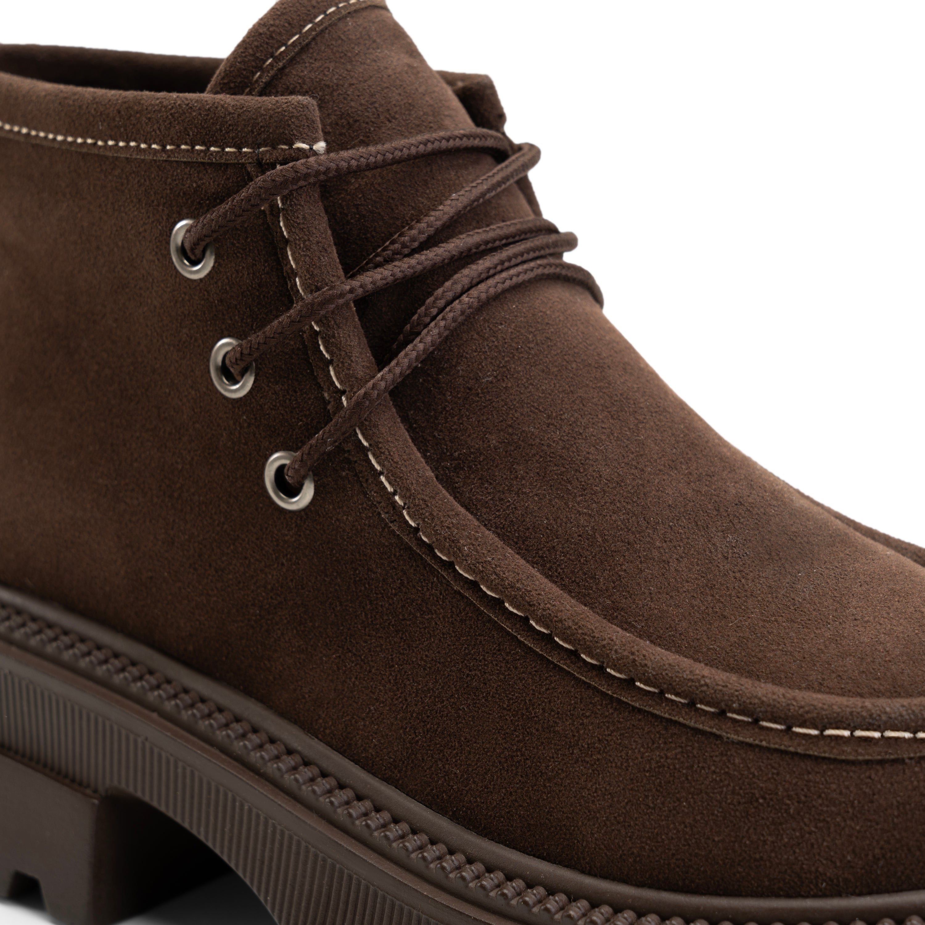 Moc Toe Design Hooked Laces Boots - Brown