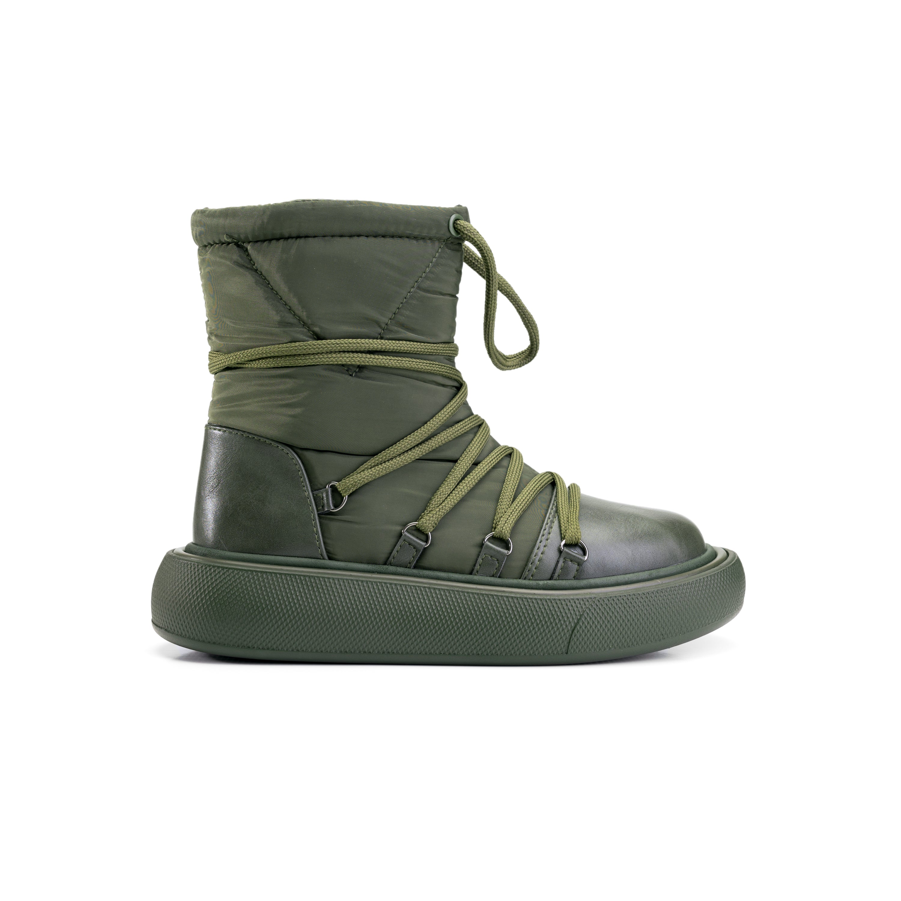 Water Proof Side Zipper Half Boots - Green